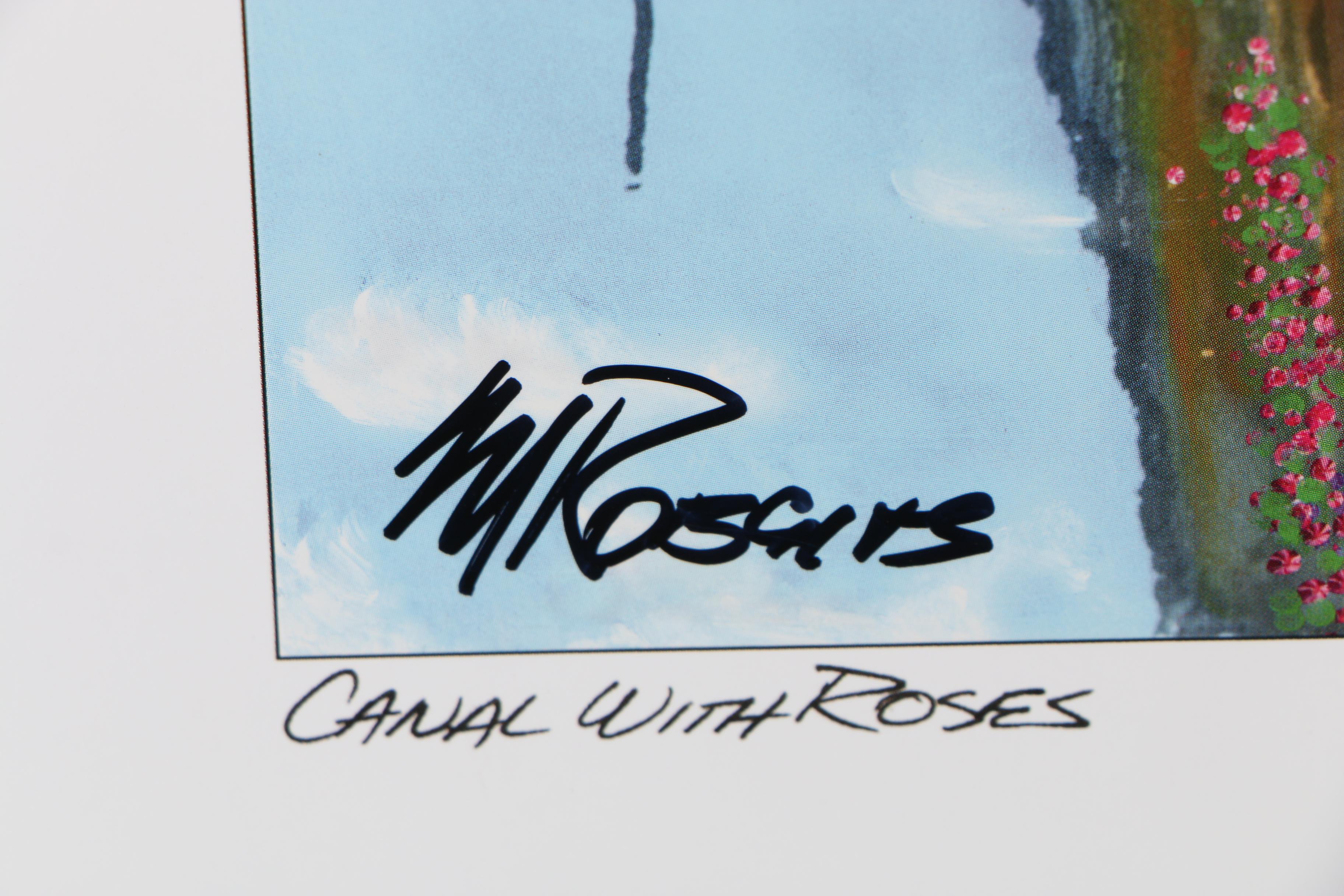 Martin Roberts Offset Lithograph After Photograph "Canal with Roses"