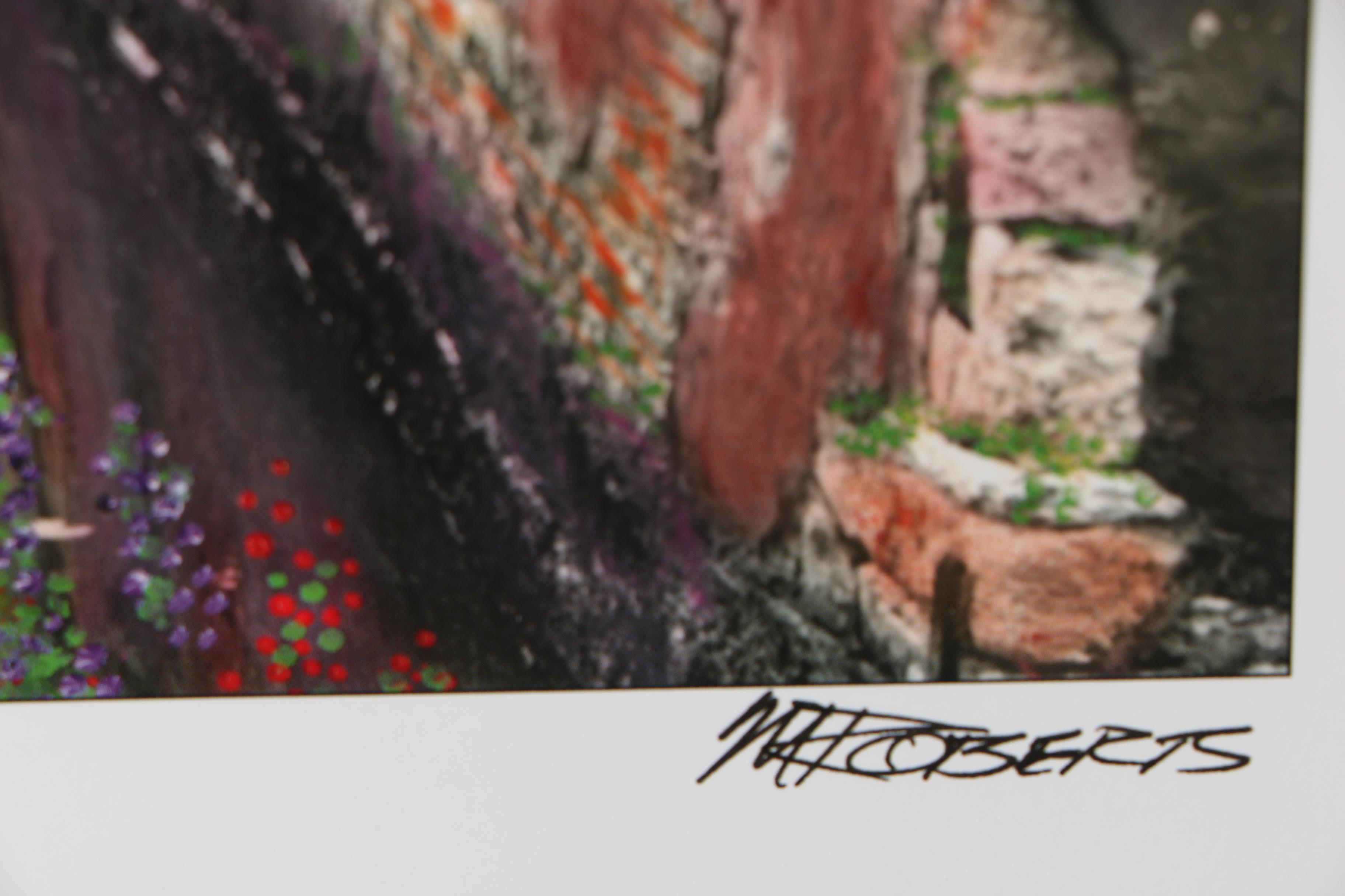 Martin Roberts Offset Lithograph After Photograph "Canal with Roses"