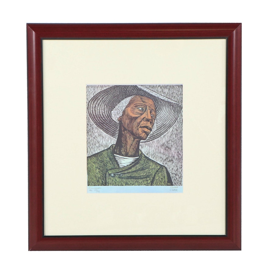 Elizabeth Catlett Hand Signed Offset Lithograph "Sharecropper"