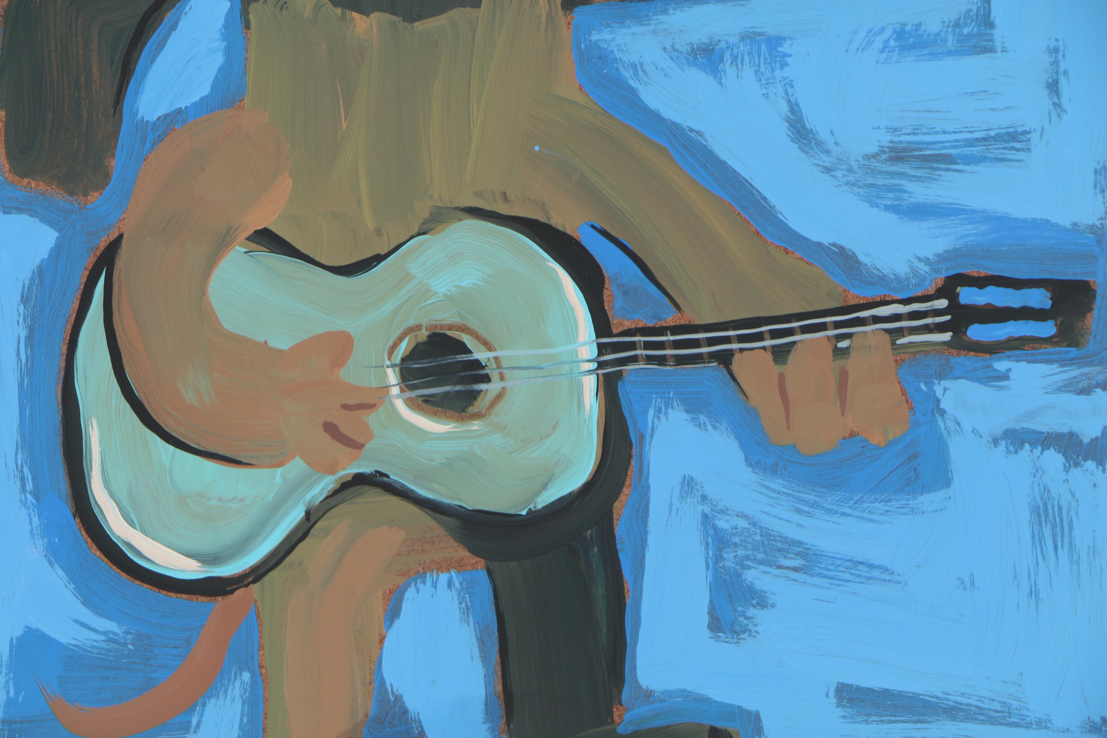 Jackie Underwood Outsider Folk Art Acrylic Painting "Blues Hound"