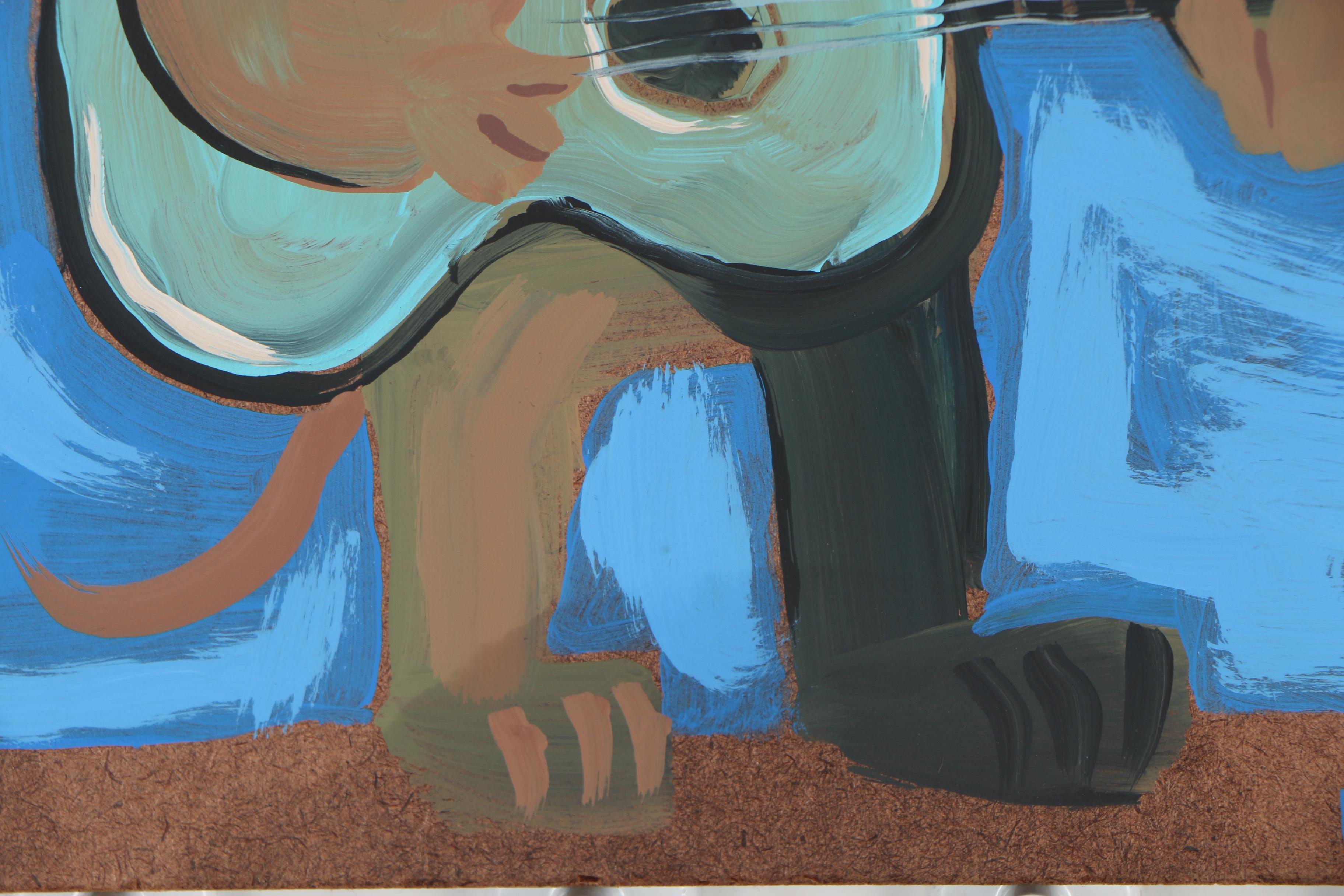 Jackie Underwood Outsider Folk Art Acrylic Painting "Blues Hound"