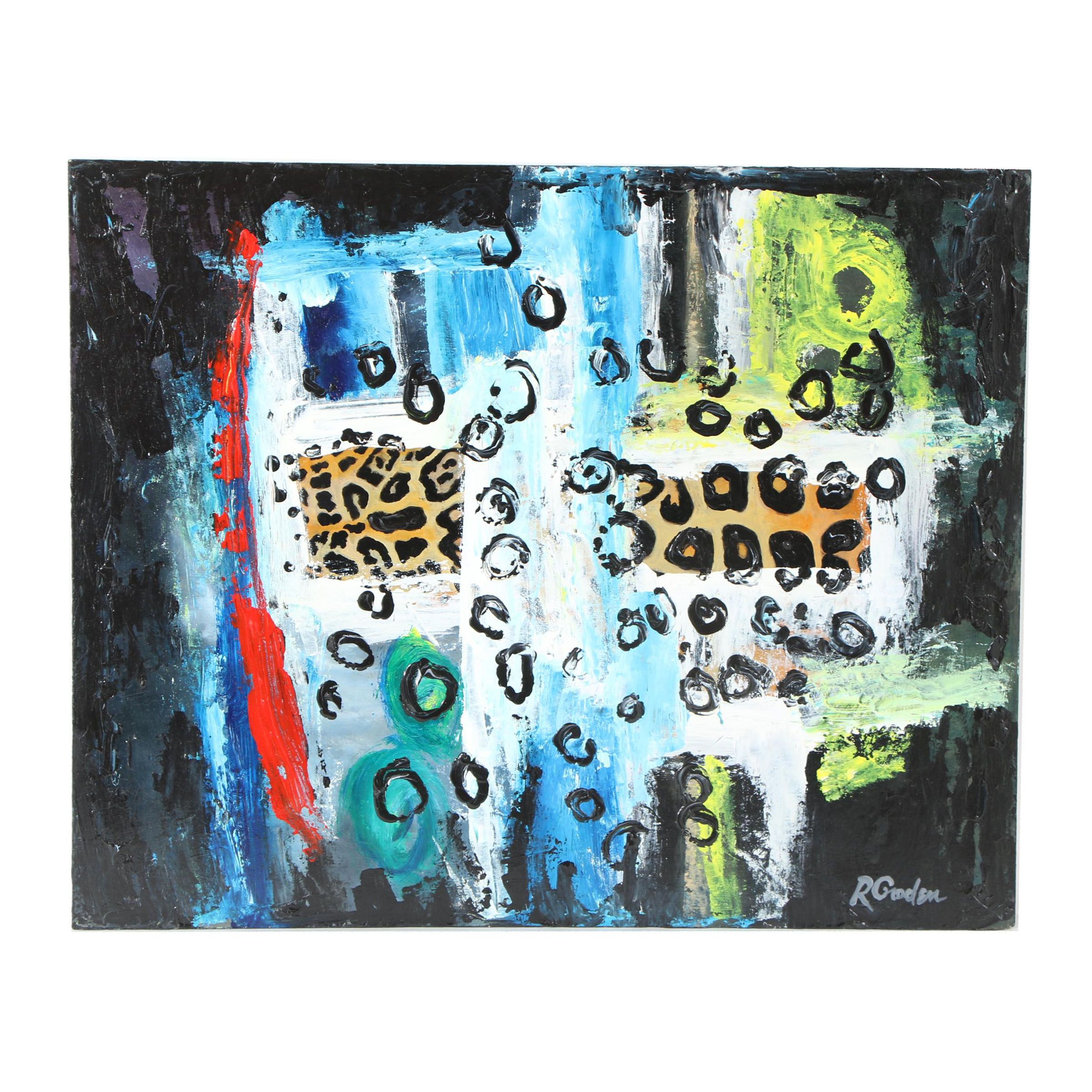 Randy Groden Mixed Media Painting "Leopardo"