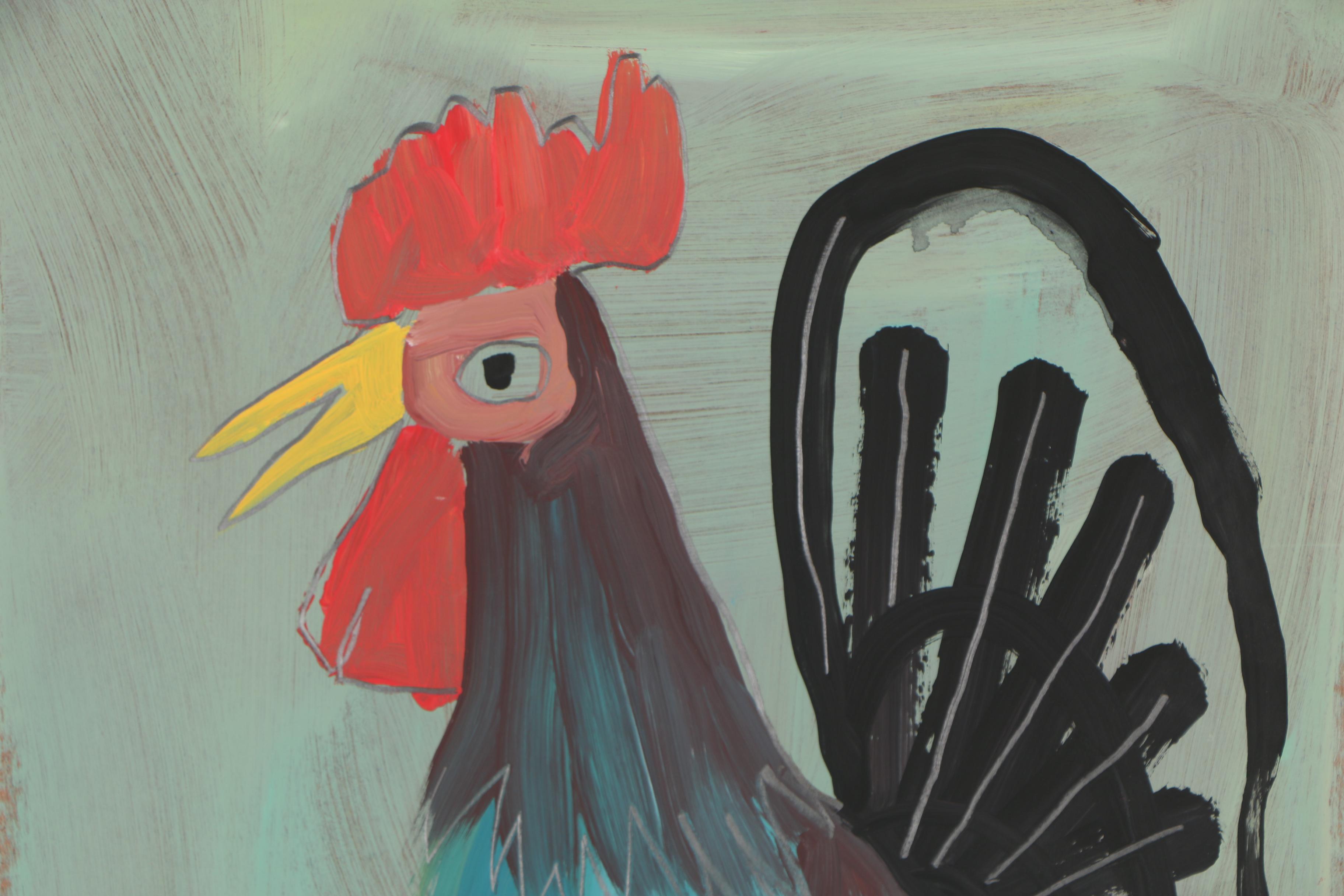 Jackie Underwood Outsider Folk Art Acrylic Painting "Mr. Yellow Legs"