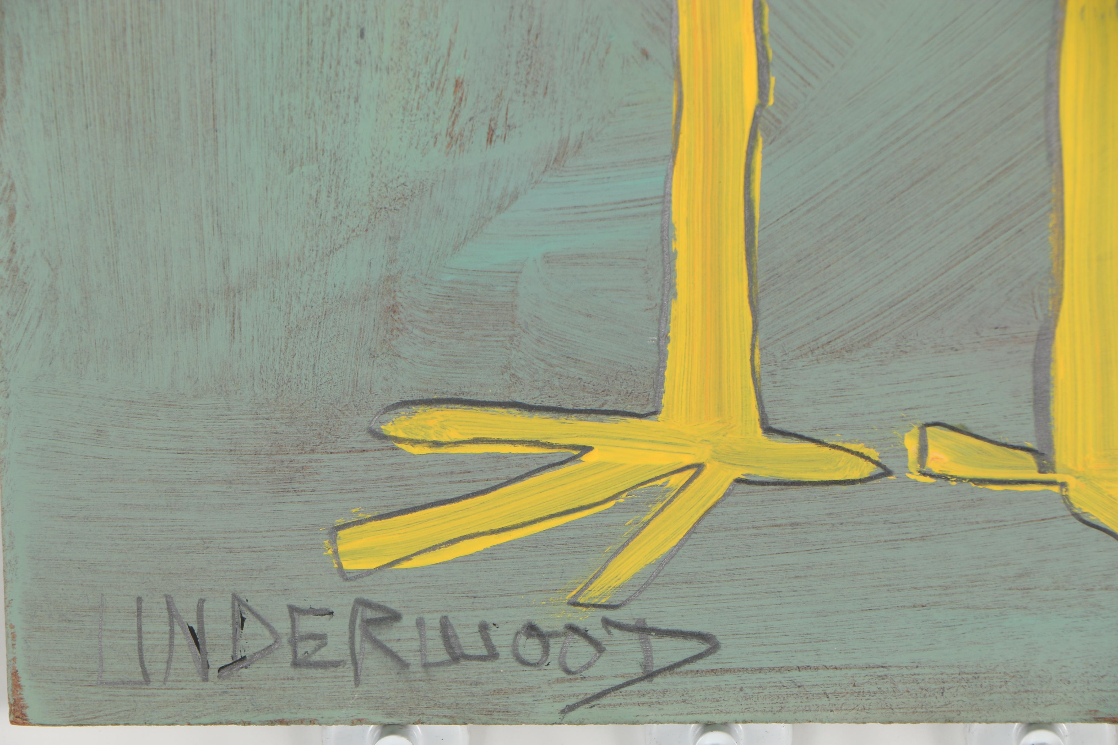 Jackie Underwood Outsider Folk Art Acrylic Painting "Mr. Yellow Legs"