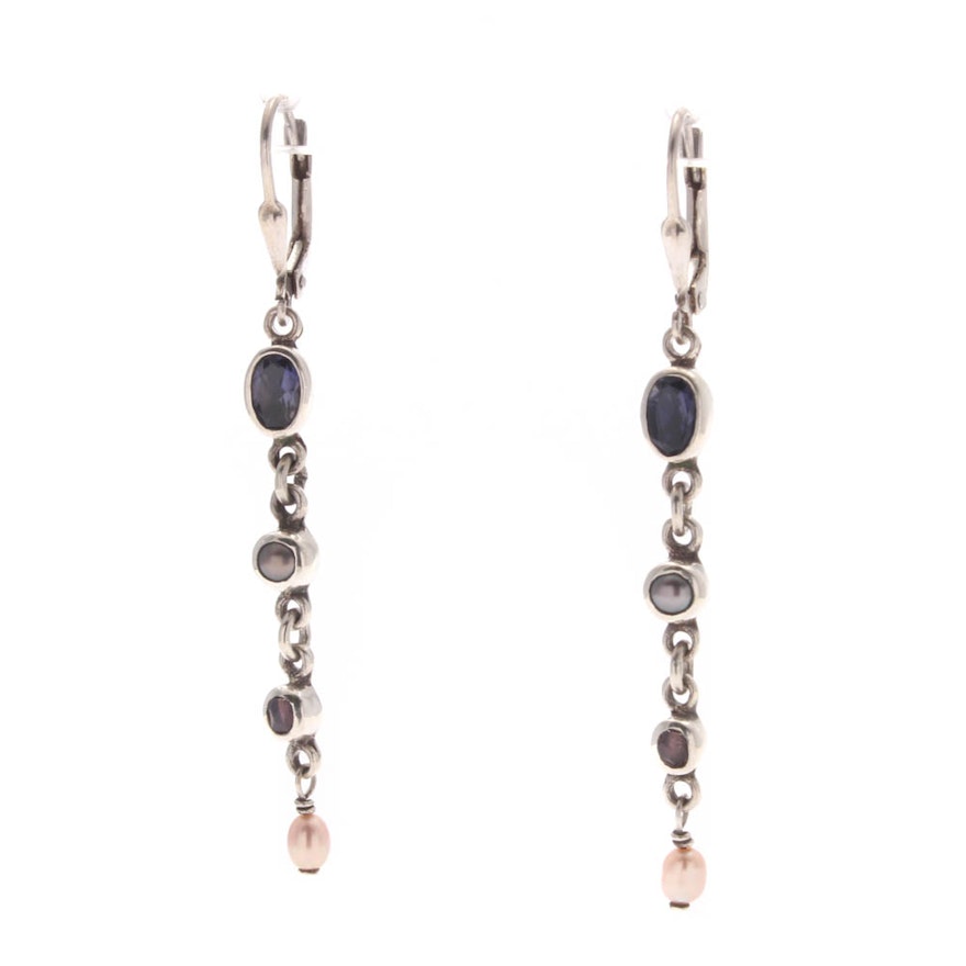 Sterling Silver Amethyst and Freshwater Pearl Earrings