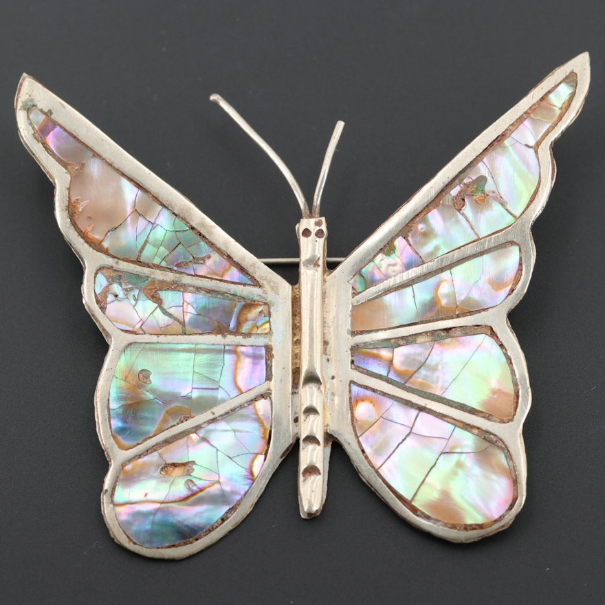 Mexican Abalone Butterfly Brooch