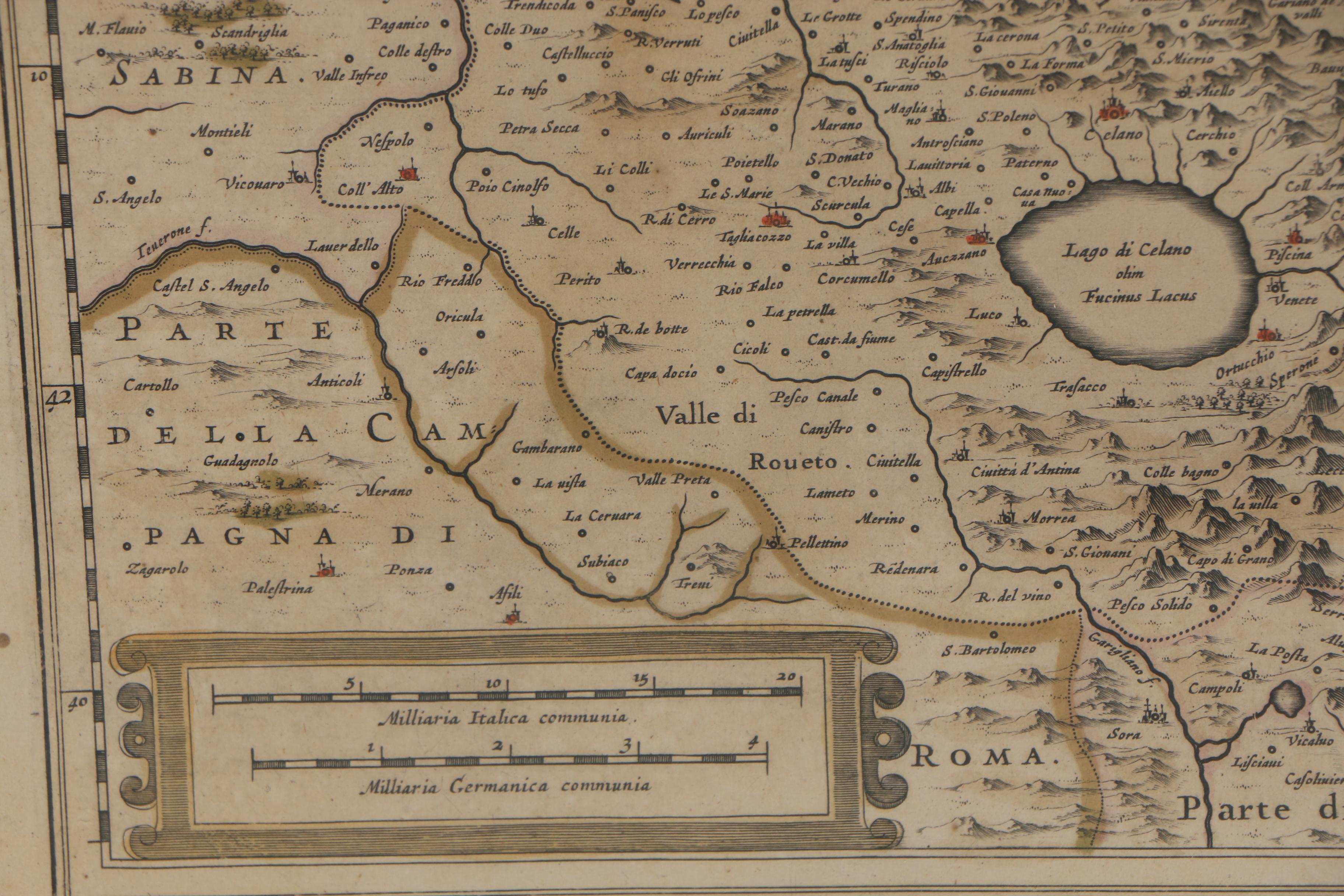 Jan Janssonius Engraved Map with Text  "Abruzzo Citra, et Ultra", circa 1650