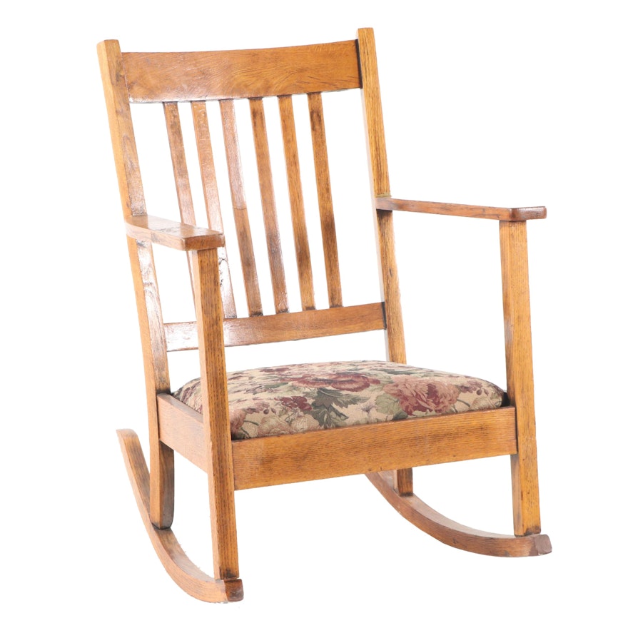 Craftsman Style Oak Rocking Chair, 20th Century