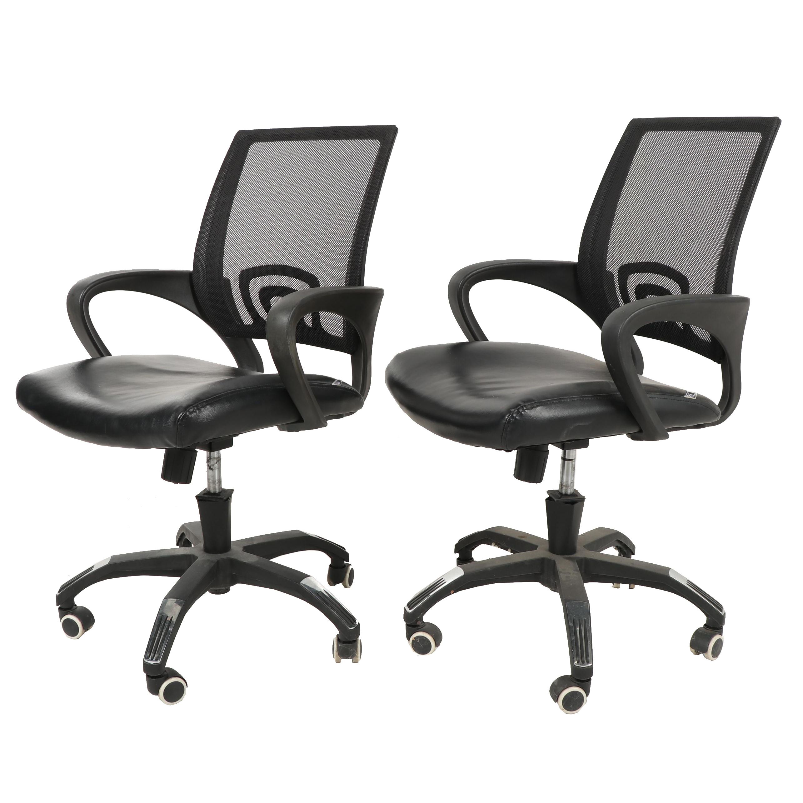 Pair of Belnick Inc. "Igo" Mesh and Leather Office Chairs