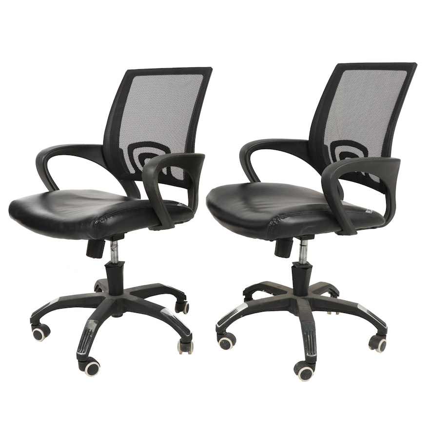 Pair of Belnick Inc. "Igo" Mesh and Leather Office Chairs