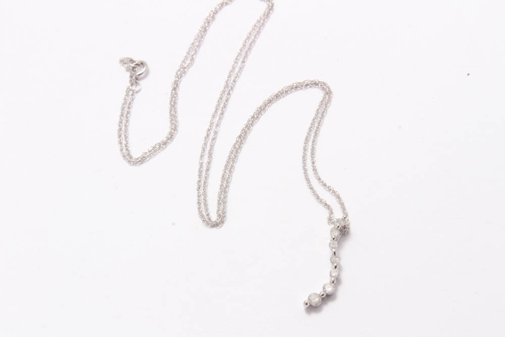10K White Gold Diamond Necklace