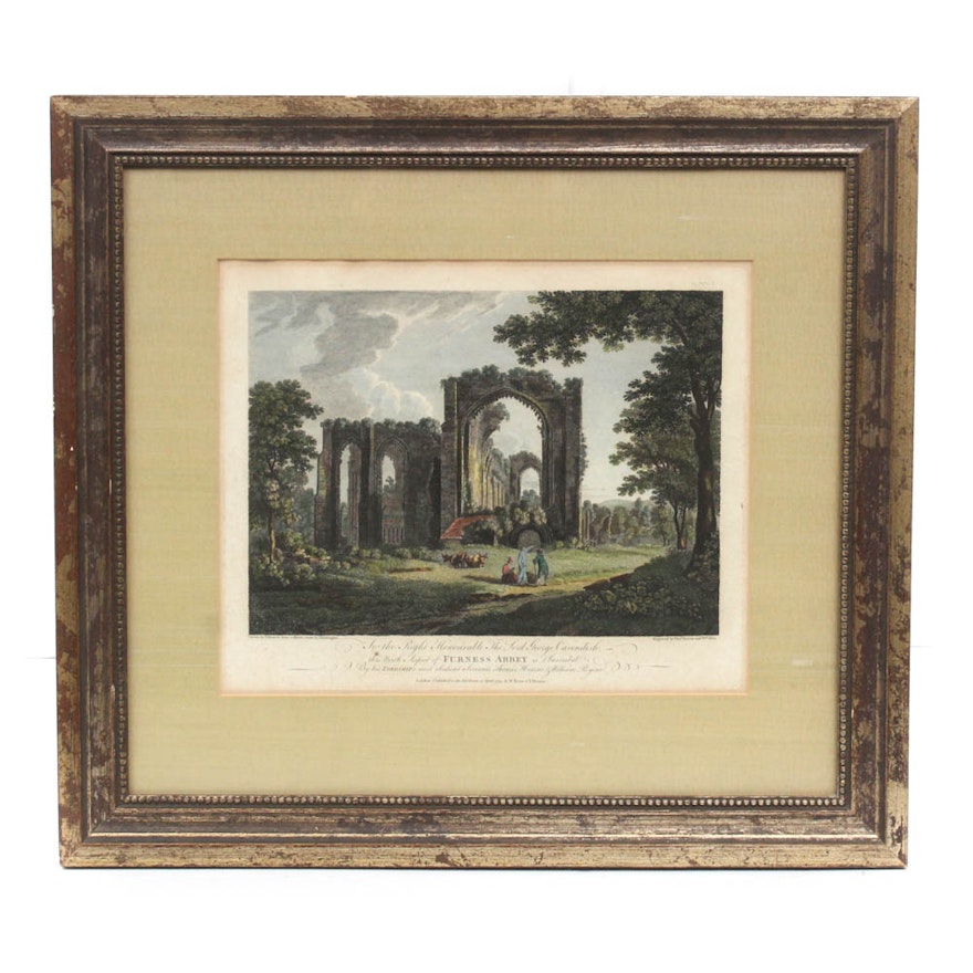 Hand Colored Engraving "Furness Abbey" after Thomas Hearne