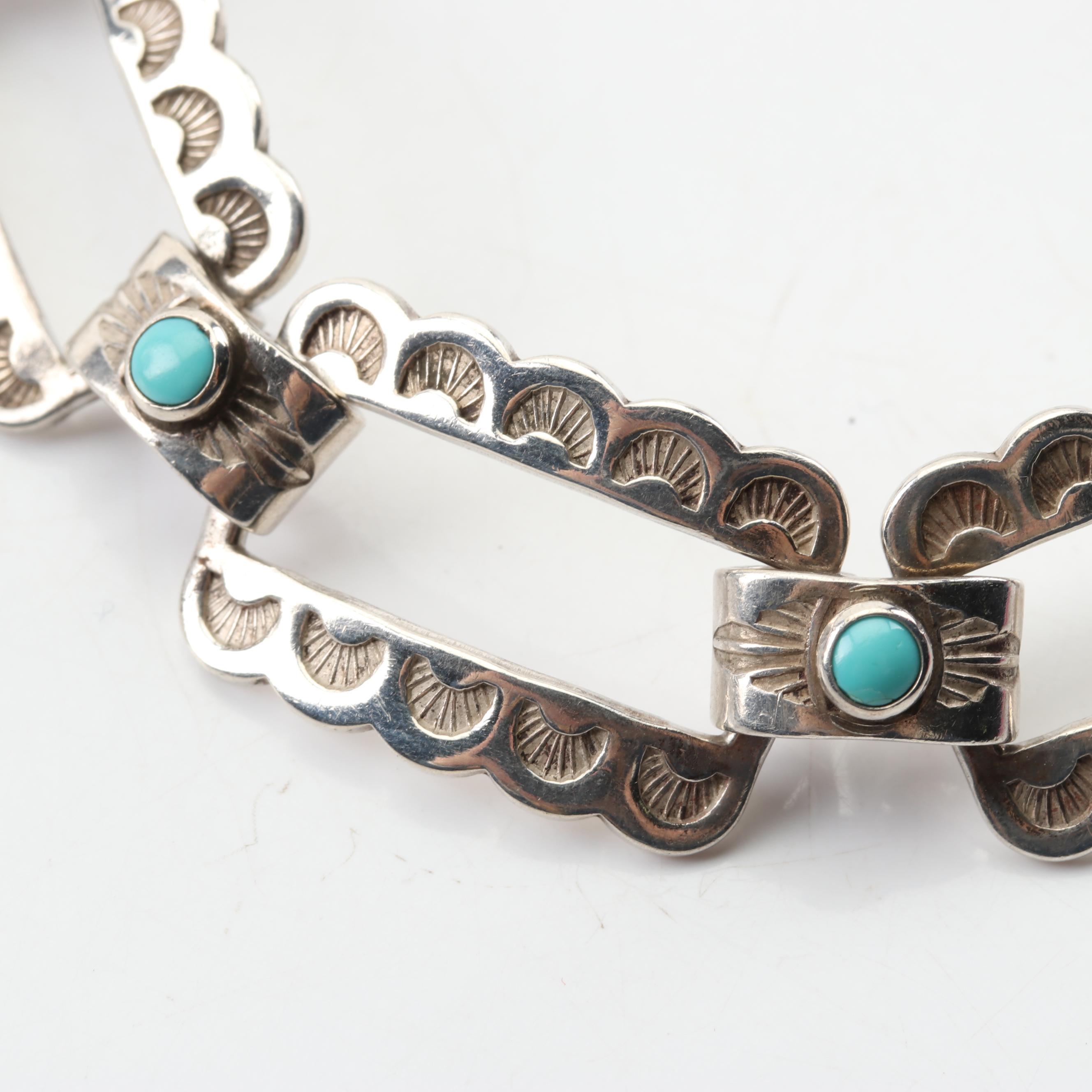 Southwestern Style Sterling Silver Turquoise Bracelet
