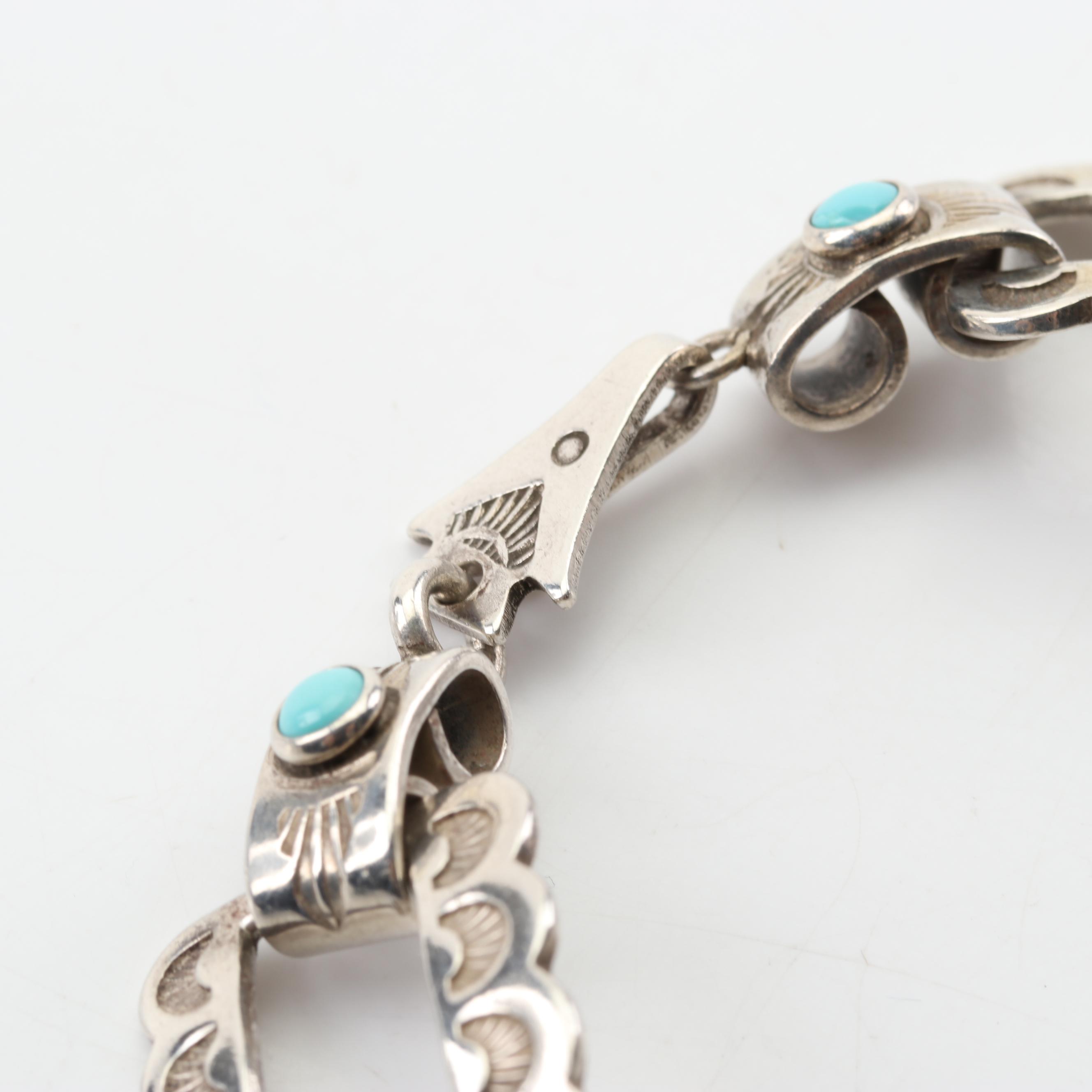 Southwestern Style Sterling Silver Turquoise Bracelet