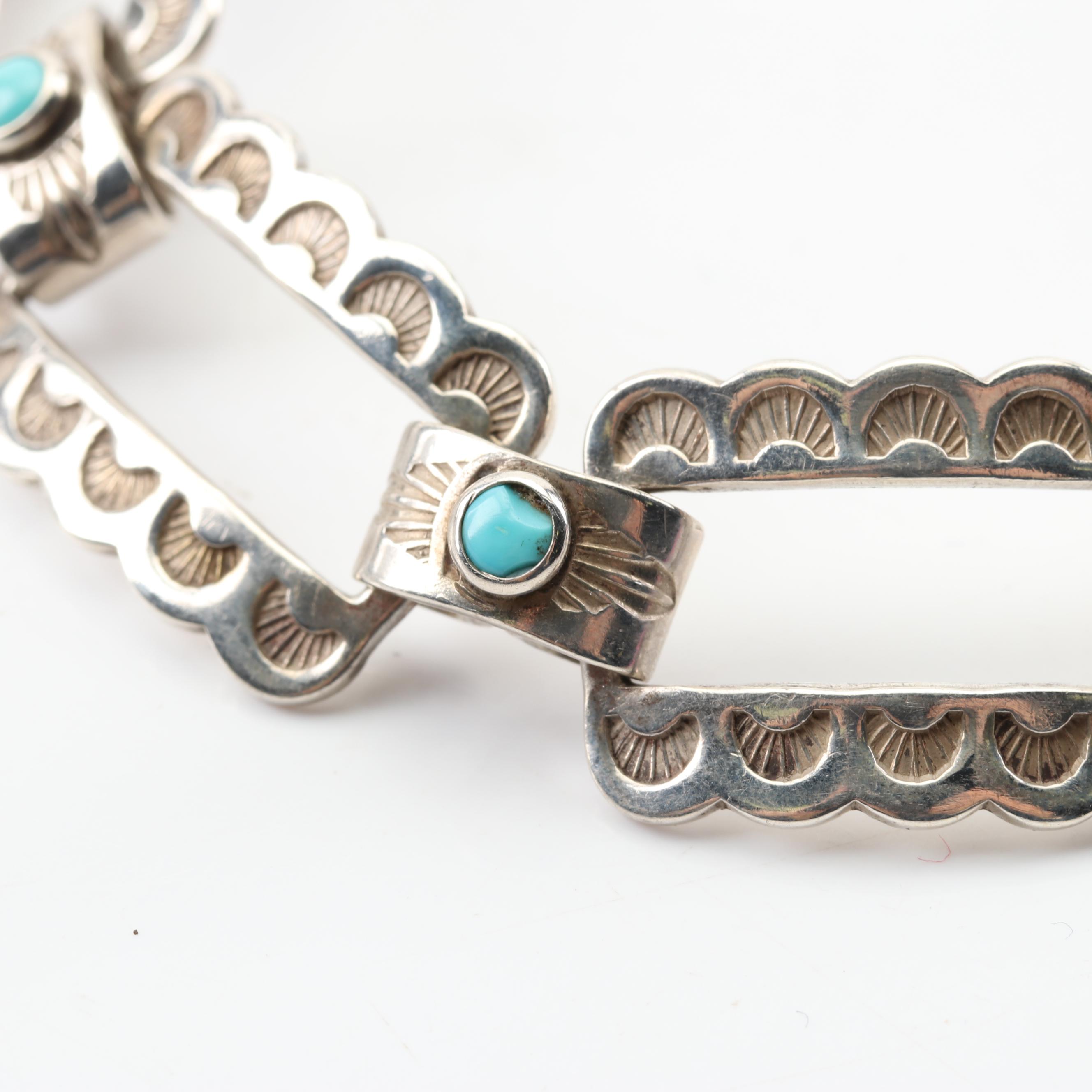 Southwestern Style Sterling Silver Turquoise Bracelet