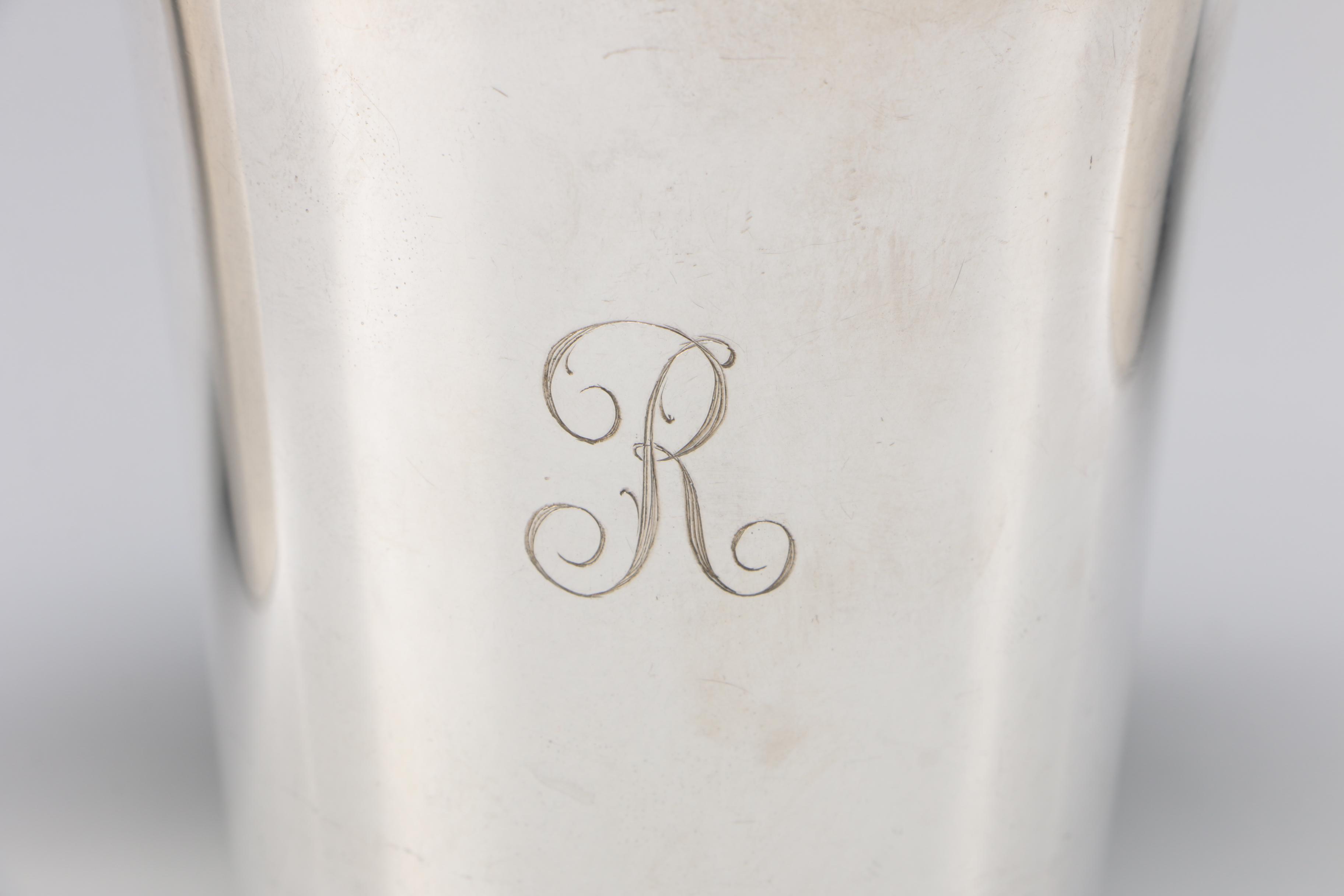 Reed & Barton "Best Man" Sterling Overlaid Glass Tumblers and Jigger, 1950s