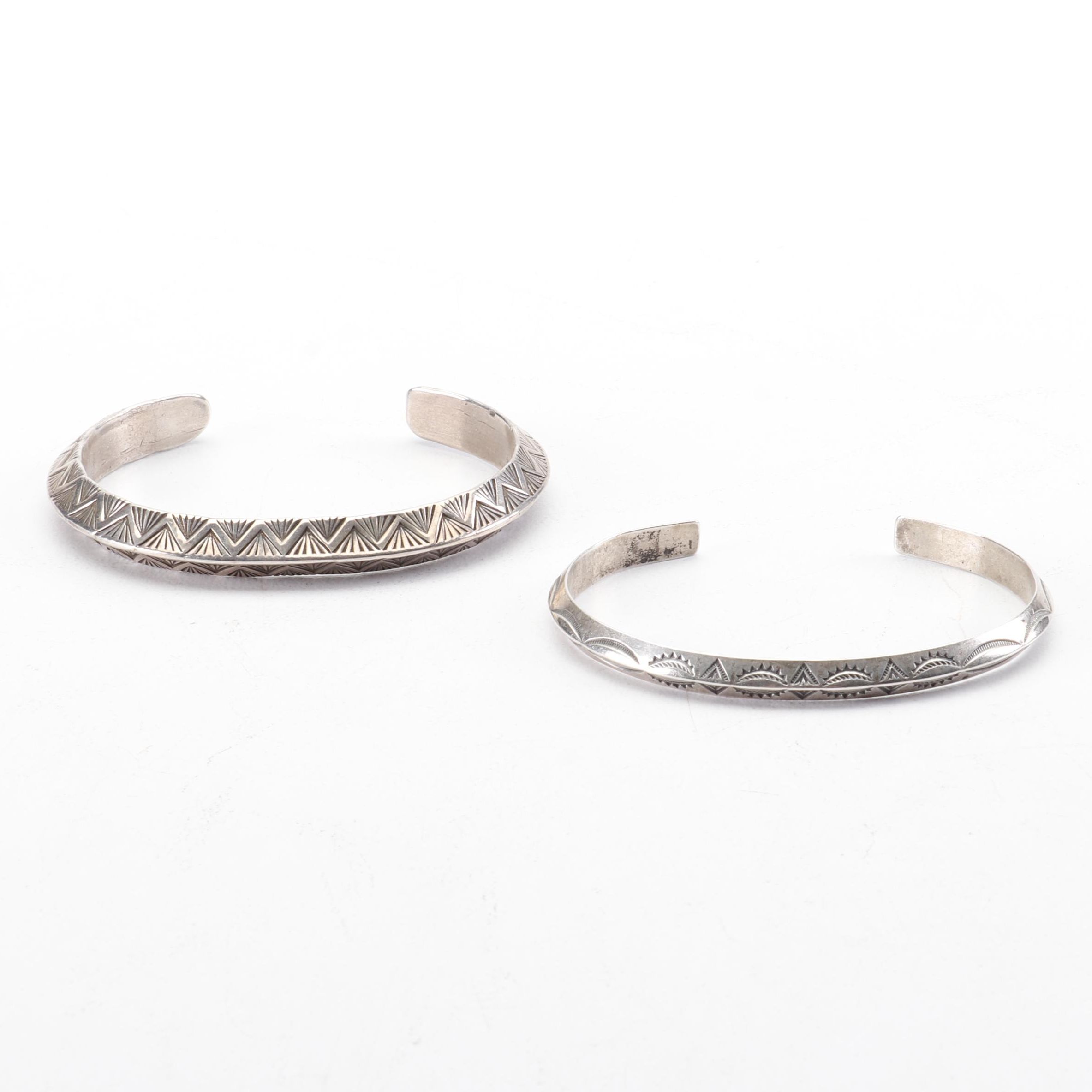 Vintage Randy Hoskie Navajo Sterling Silver Bangles