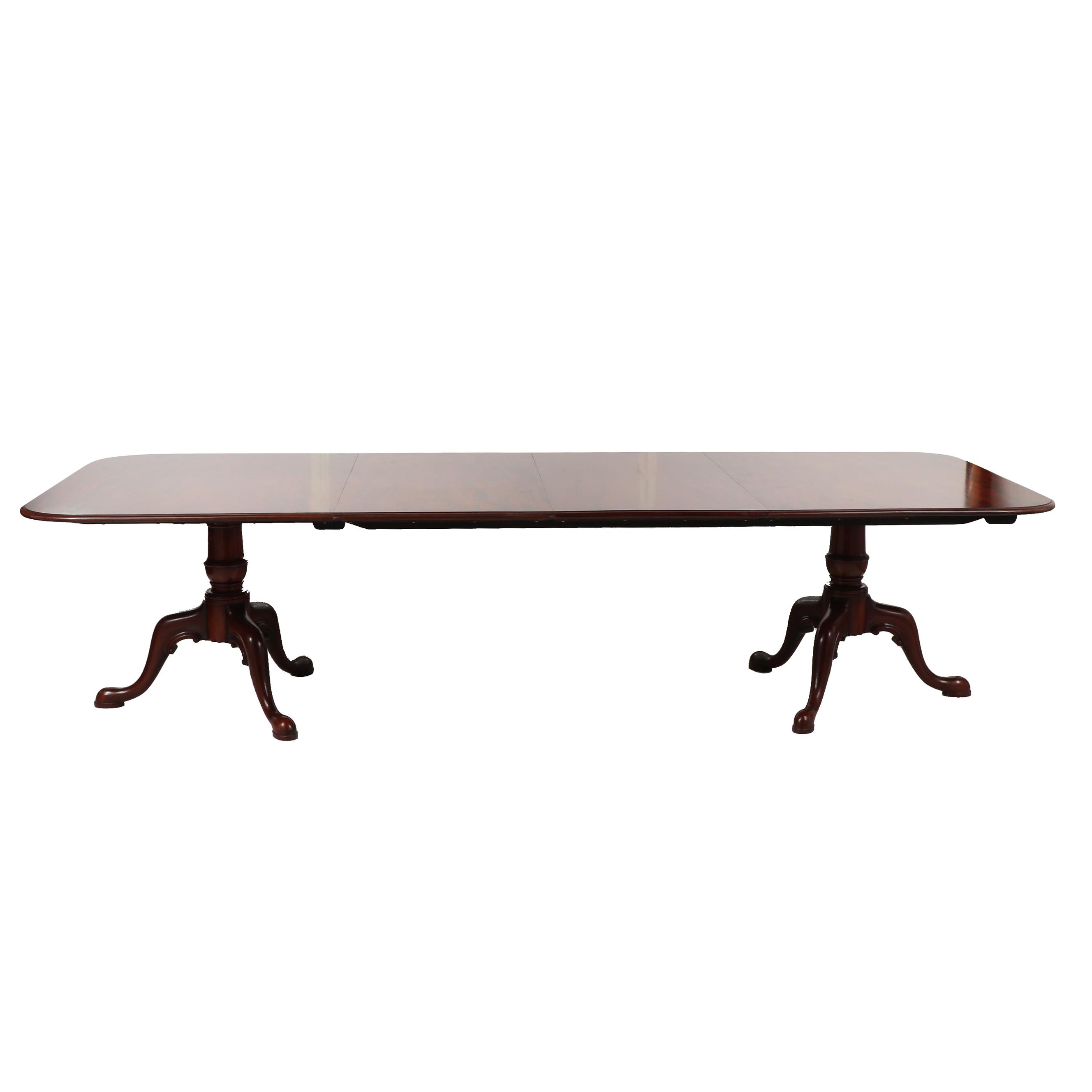 Arthur Brett & Sons, Ltd. Mahogany Dining Table with Leaves, Mid 20th Century