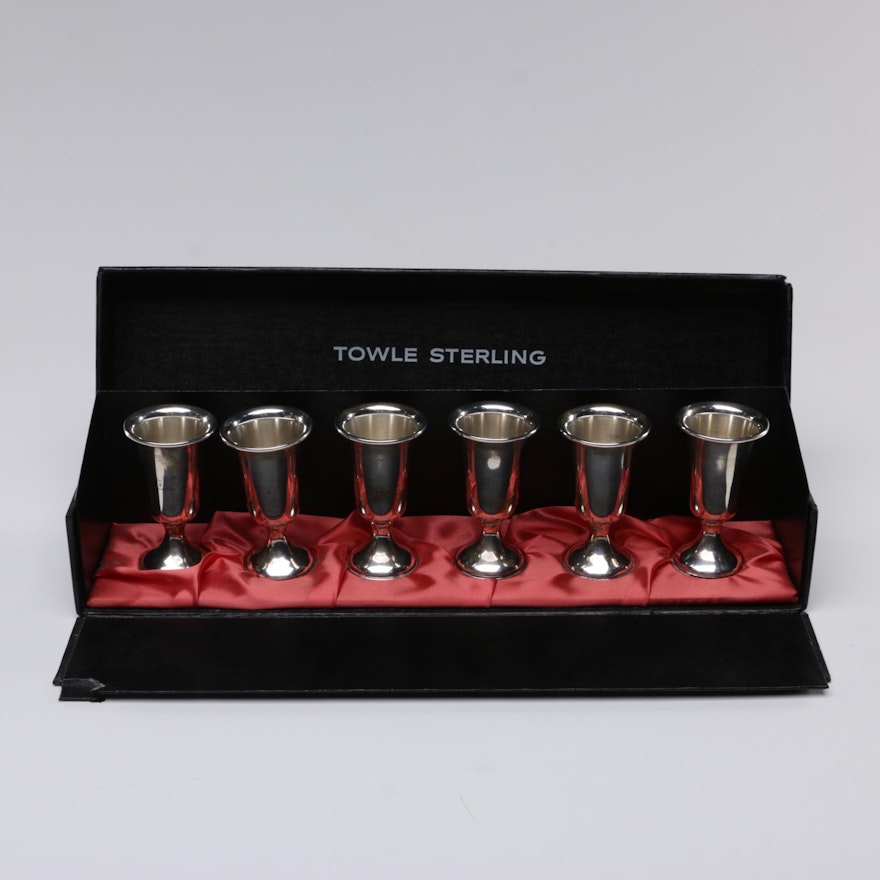 Towle Weighted Sterling Silver Cordial Set with Case, Mid-Century
