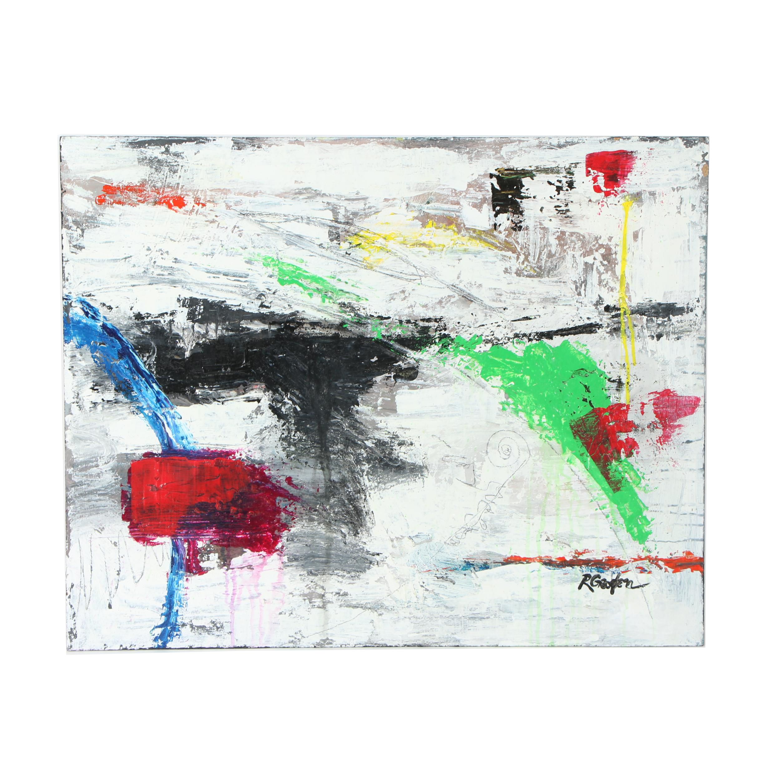 Randy Groden Mixed Media Painting "Oia"