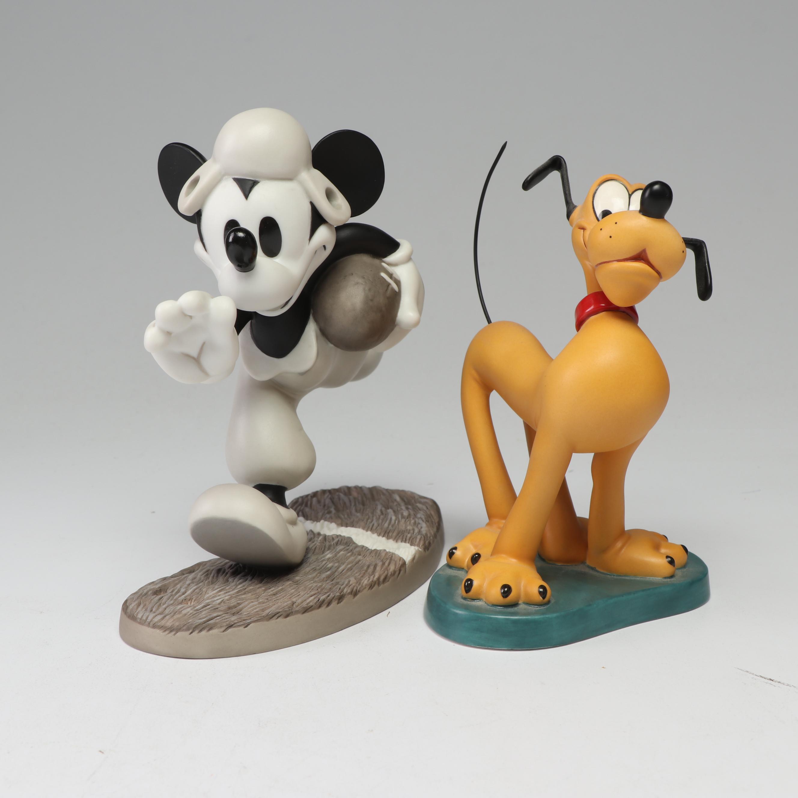 Walt Disney Classics Collection Mickey Mouse and Pluto Porcelain Figurines