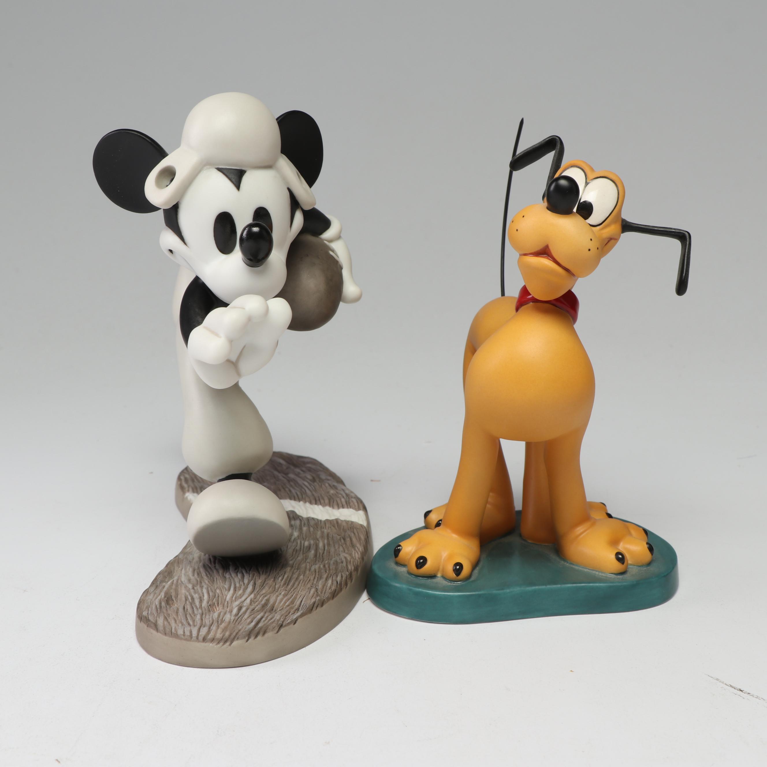 Walt Disney Classics Collection Mickey Mouse and Pluto Porcelain Figurines