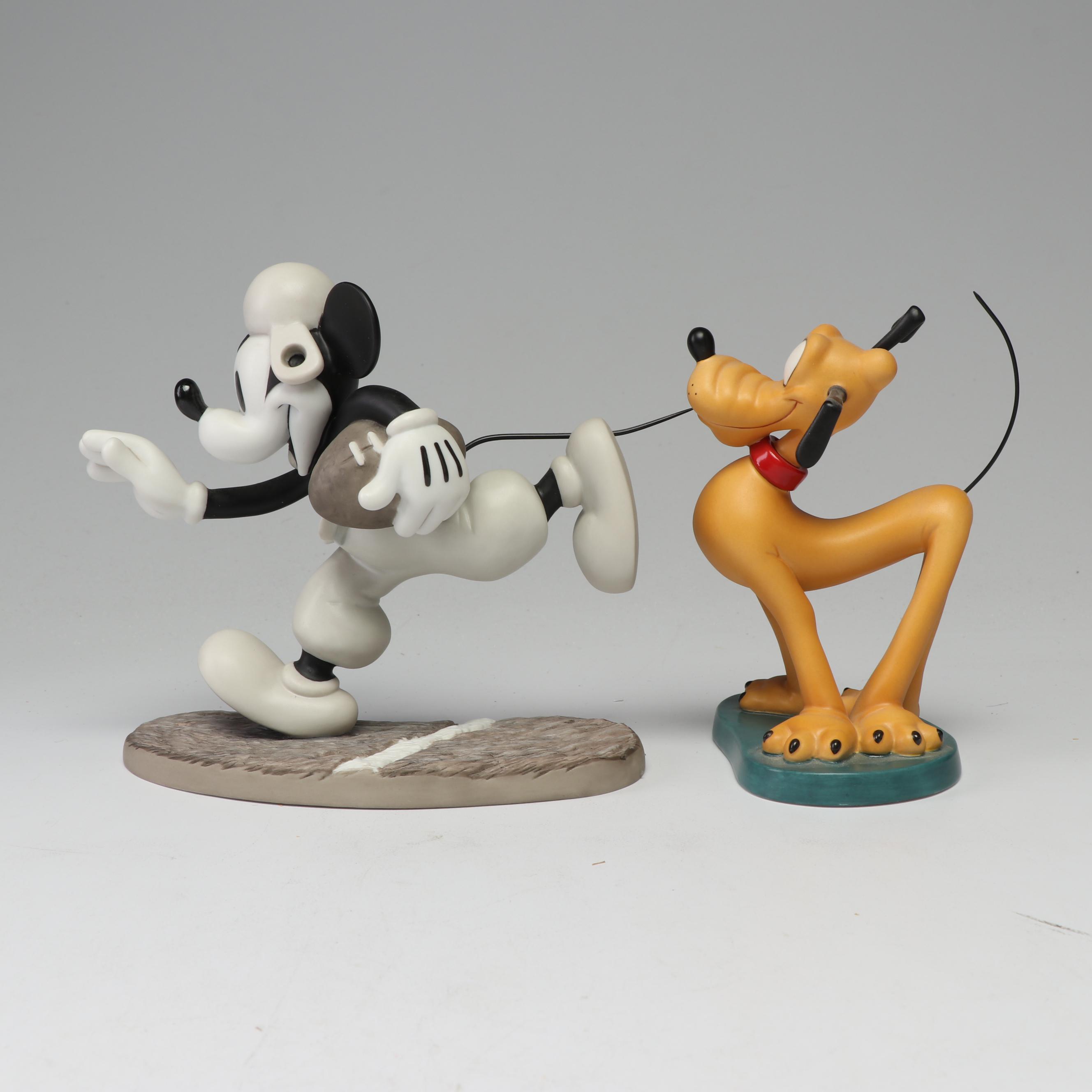 Walt Disney Classics Collection Mickey Mouse and Pluto Porcelain Figurines