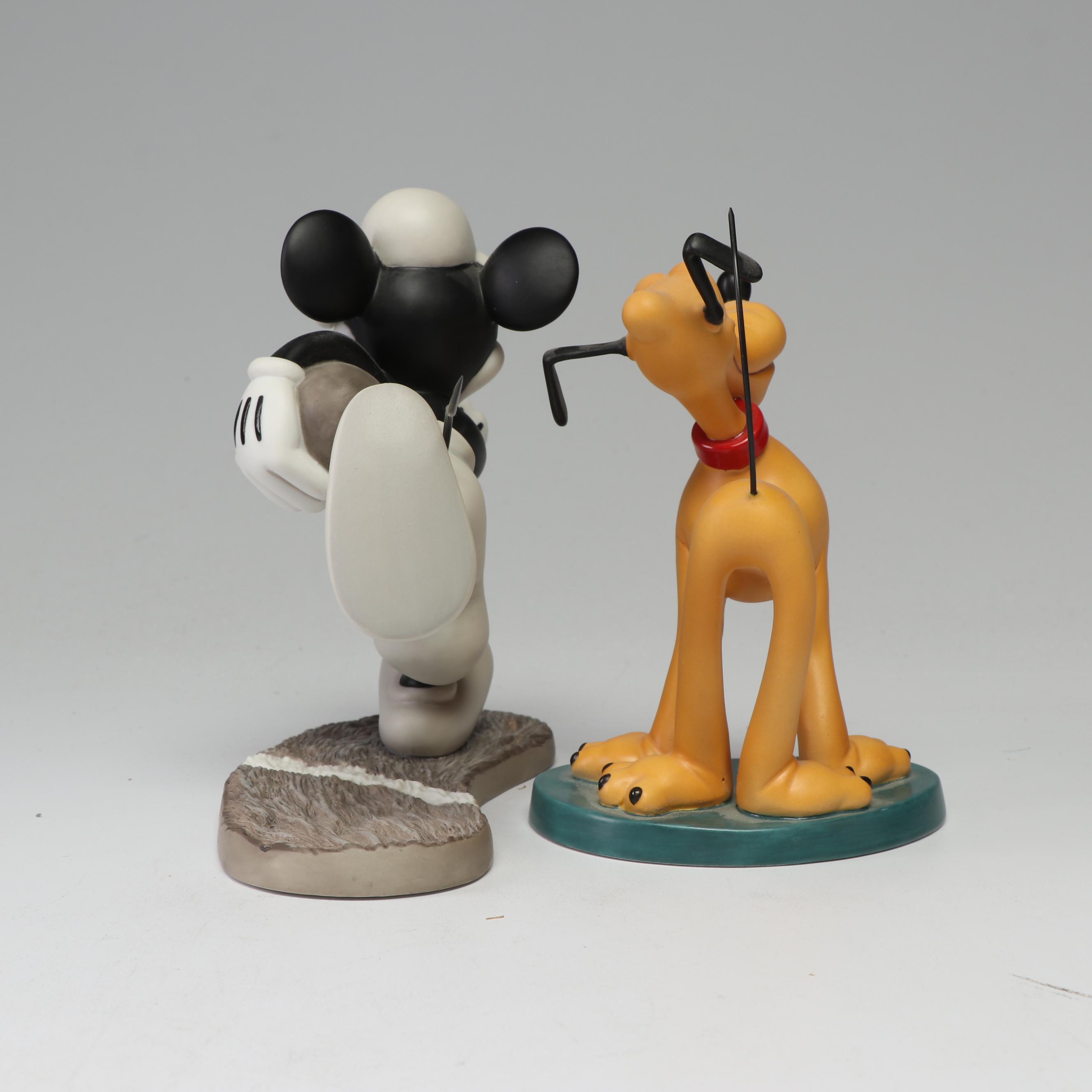 Walt Disney Classics Collection Mickey Mouse and Pluto Porcelain Figurines