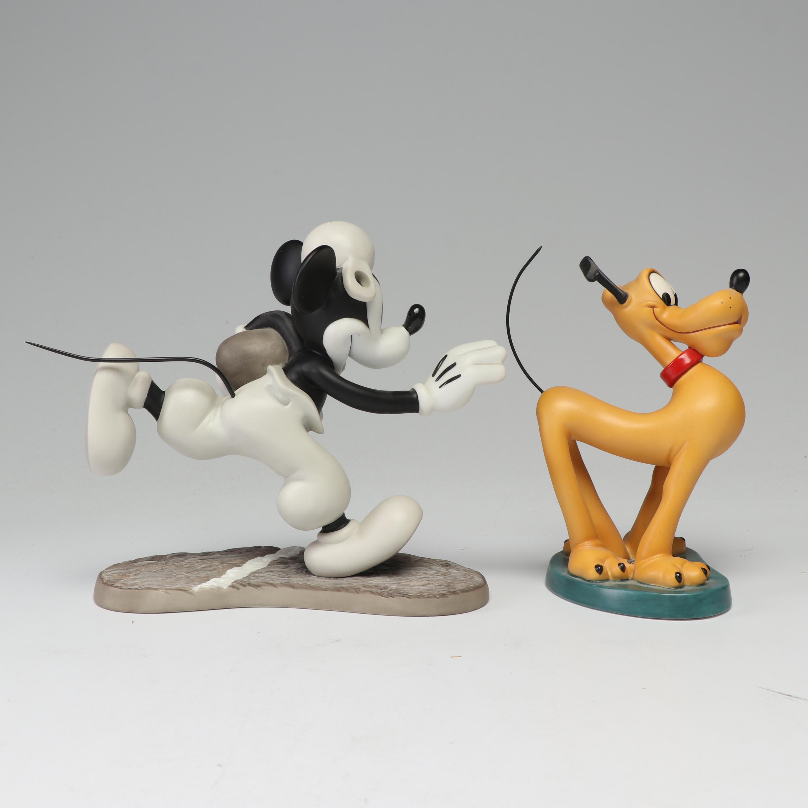 Walt Disney Classics Collection Mickey Mouse and Pluto Porcelain Figurines