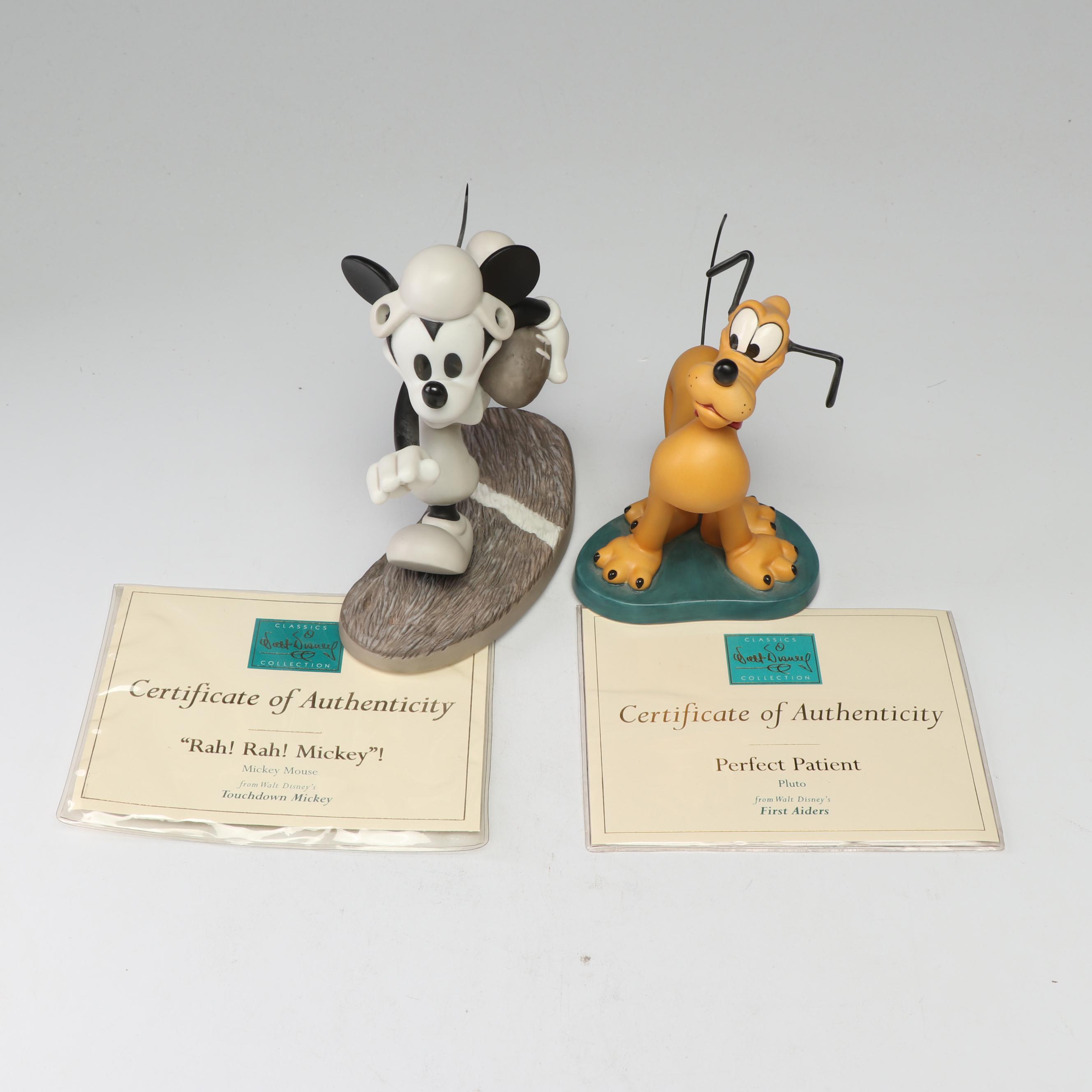 Walt Disney Classics Collection Mickey Mouse and Pluto Porcelain Figurines