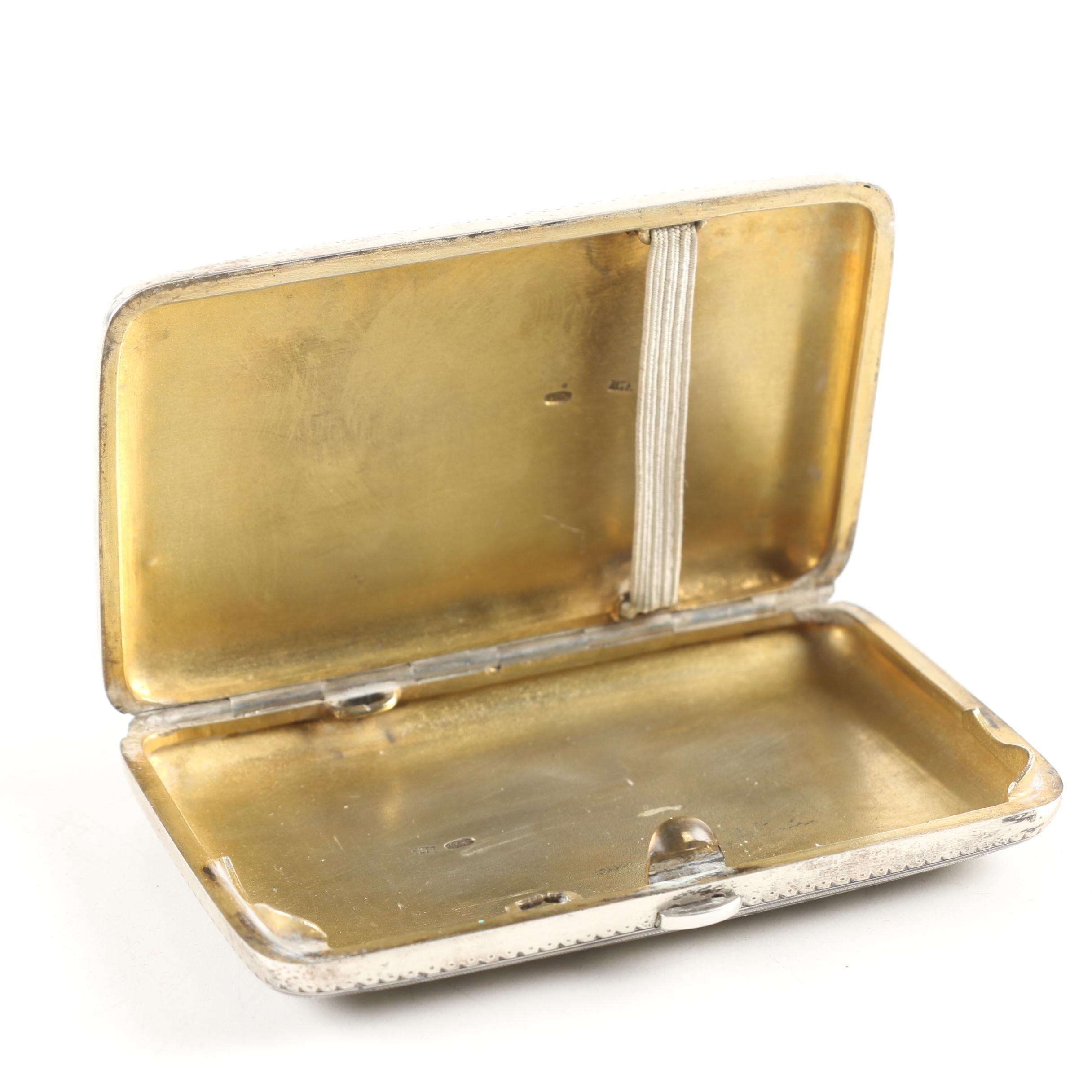 Russian Niello 875 Silver Troika Cigarette Case, 1898-1908
