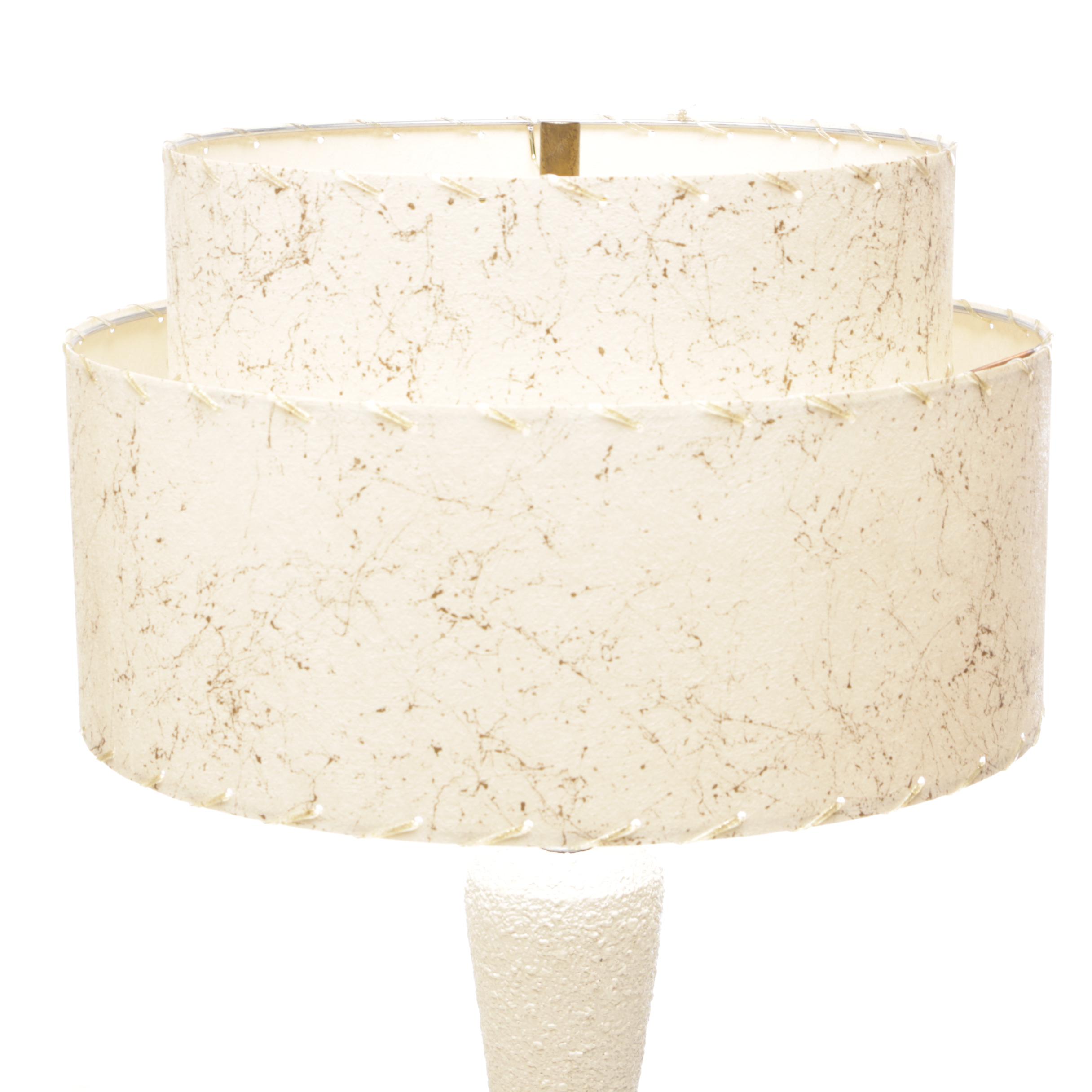 Mid Century Modern Table Lamps with Fiberglass Tiered Shades