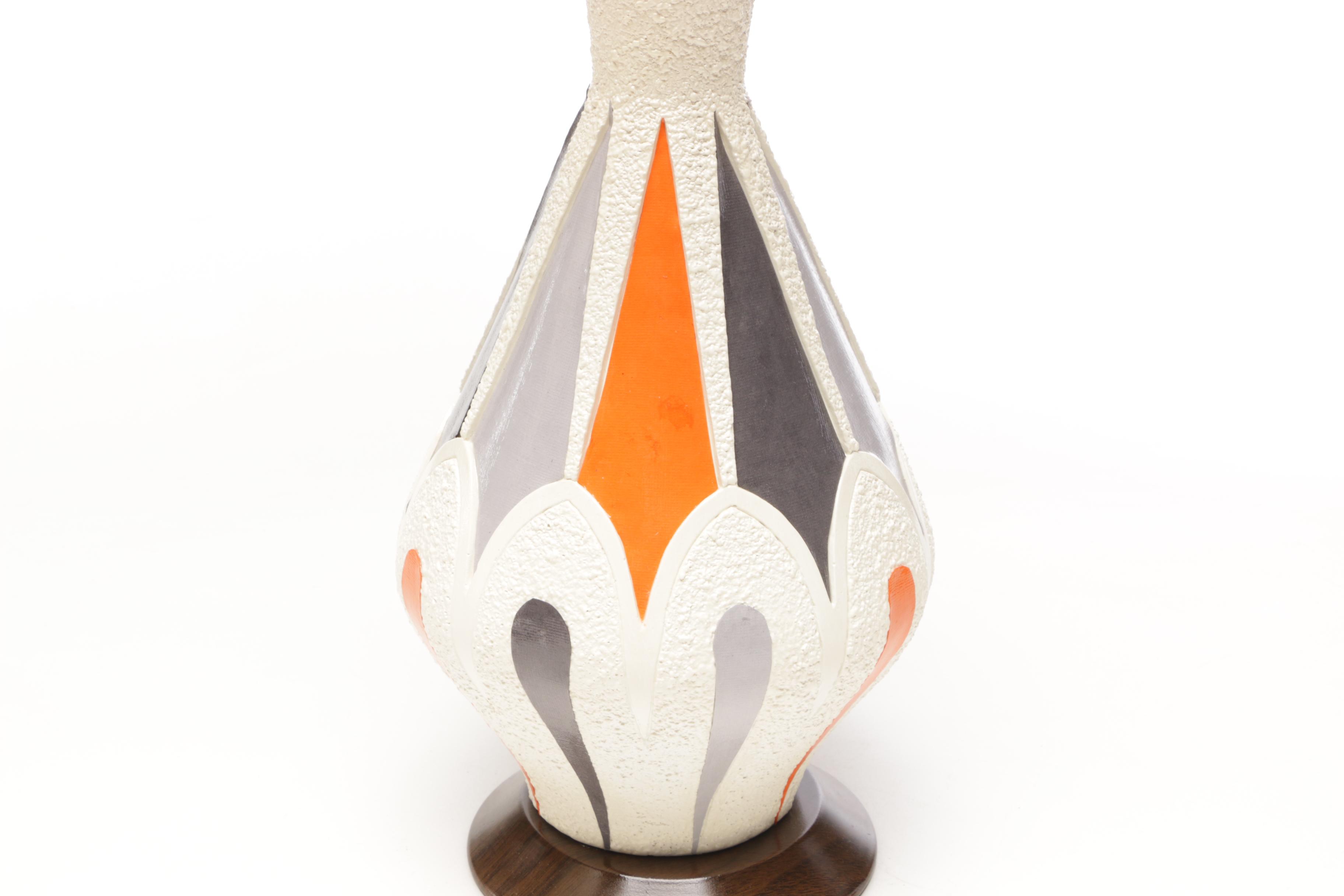 Mid Century Modern Table Lamps with Fiberglass Tiered Shades