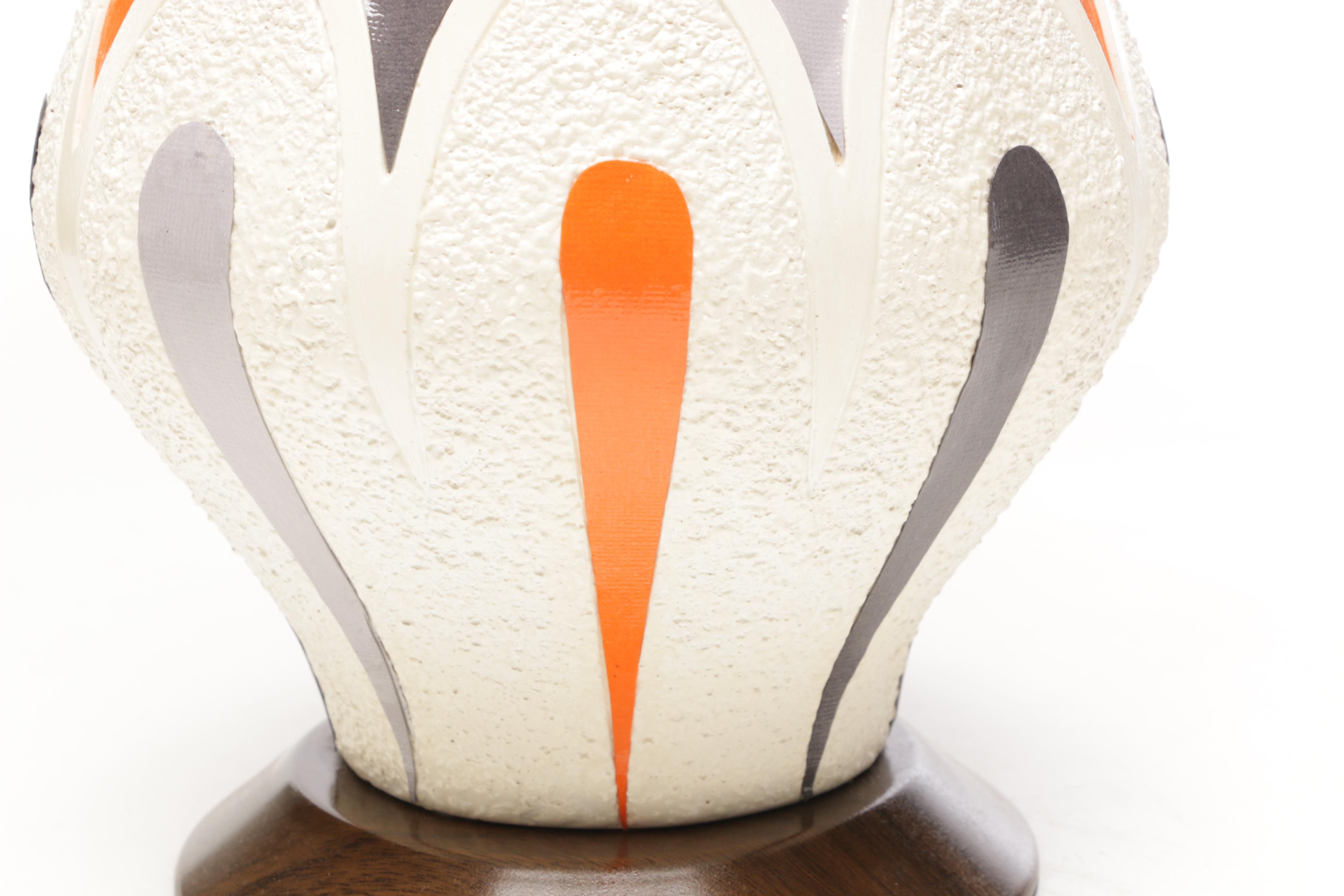 Mid Century Modern Table Lamps with Fiberglass Tiered Shades