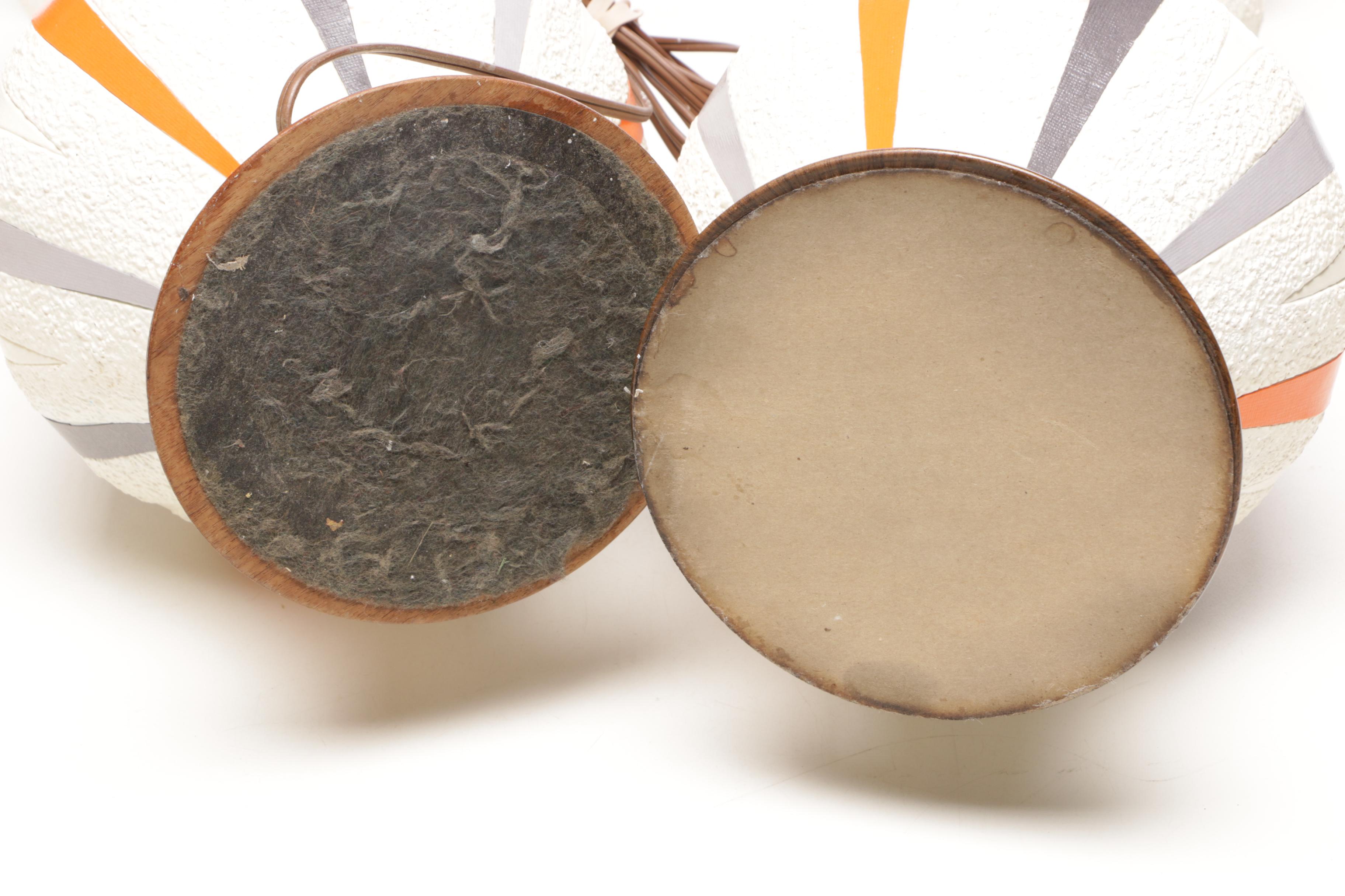 Mid Century Modern Table Lamps with Fiberglass Tiered Shades