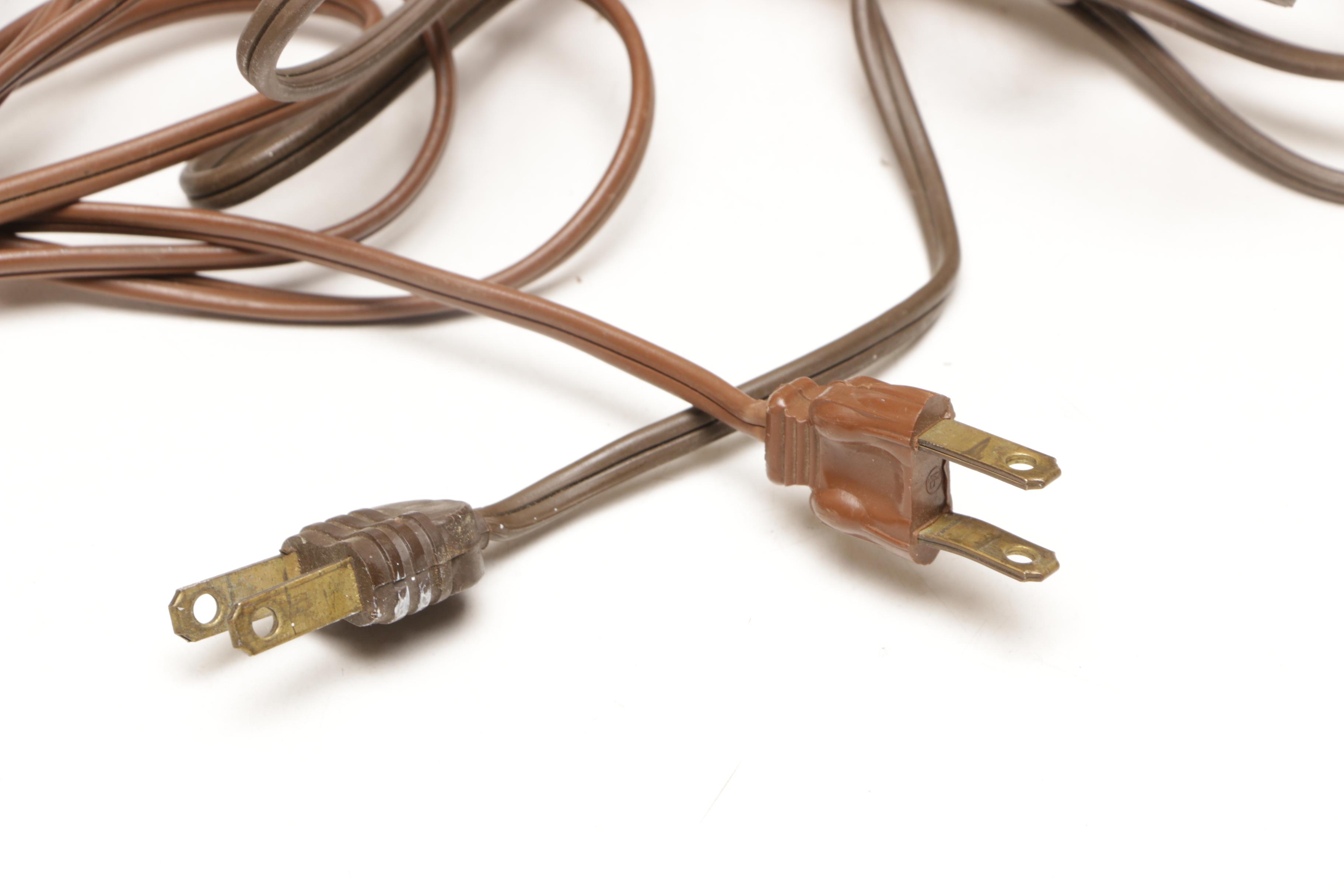 Mid Century Modern Table Lamps with Fiberglass Tiered Shades