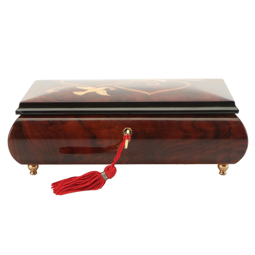 Italian Inlaid Burled Wood Music Box