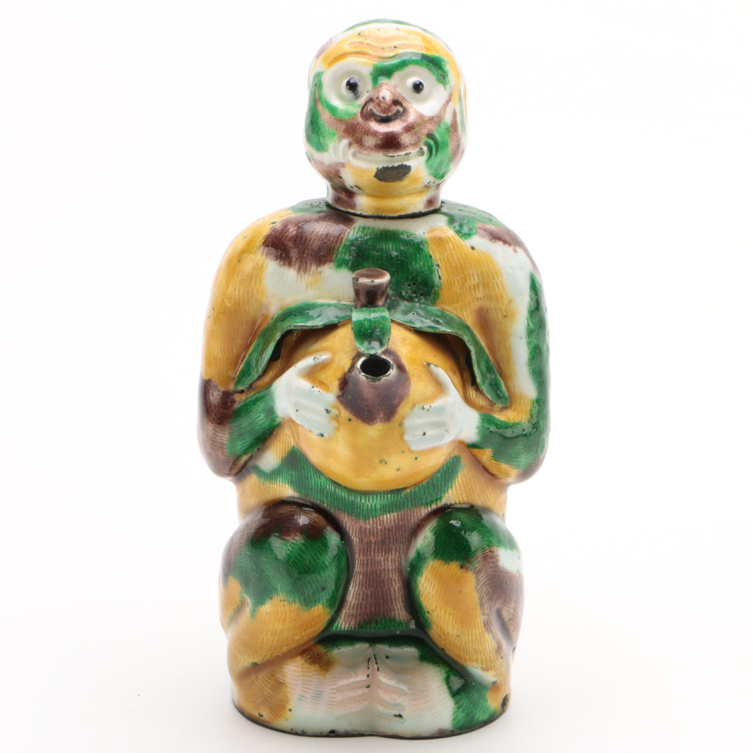 Chinese Sancai Glazed Enamel Monkey Teapot, circa 1910