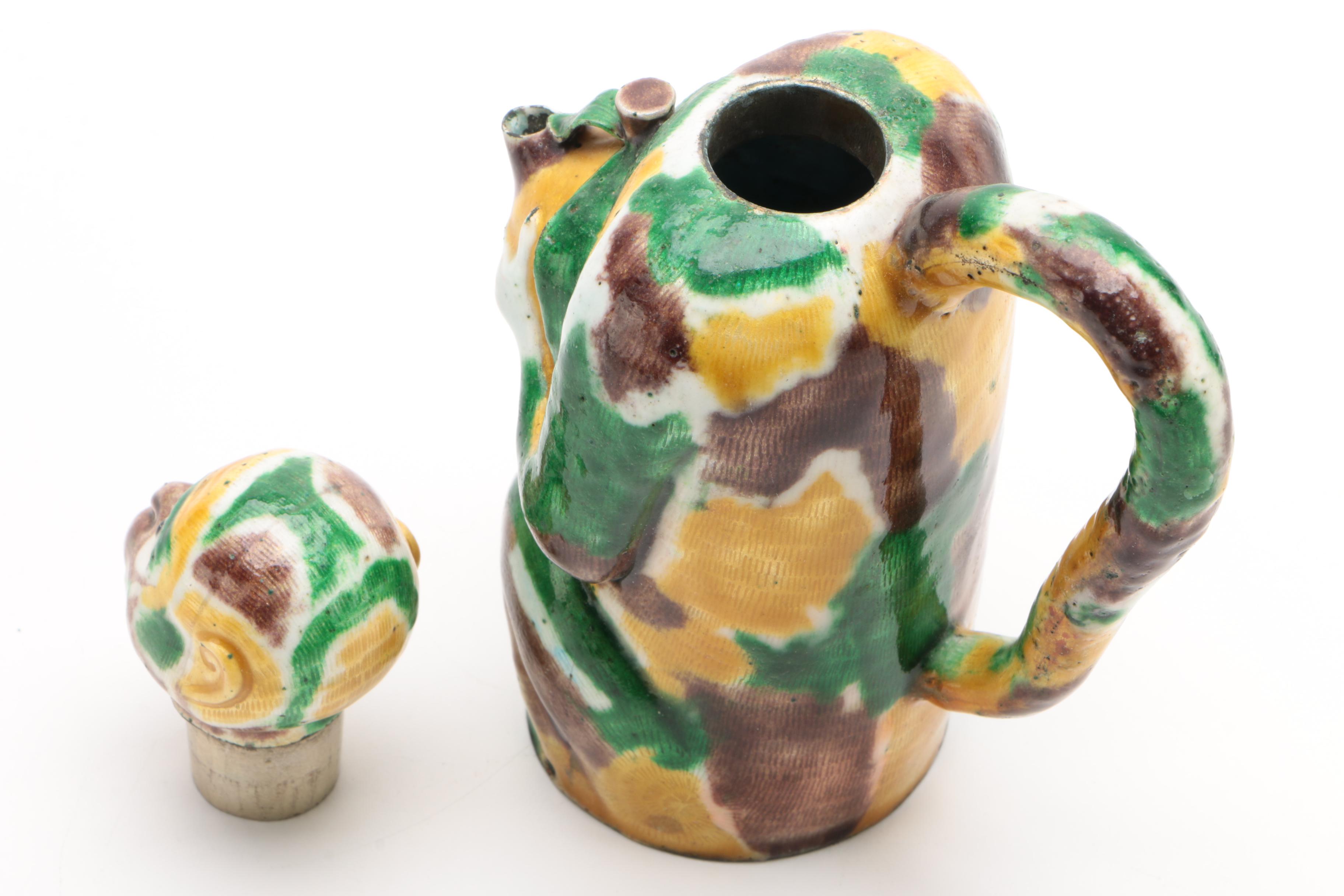 Chinese Sancai Glazed Enamel Monkey Teapot, circa 1910