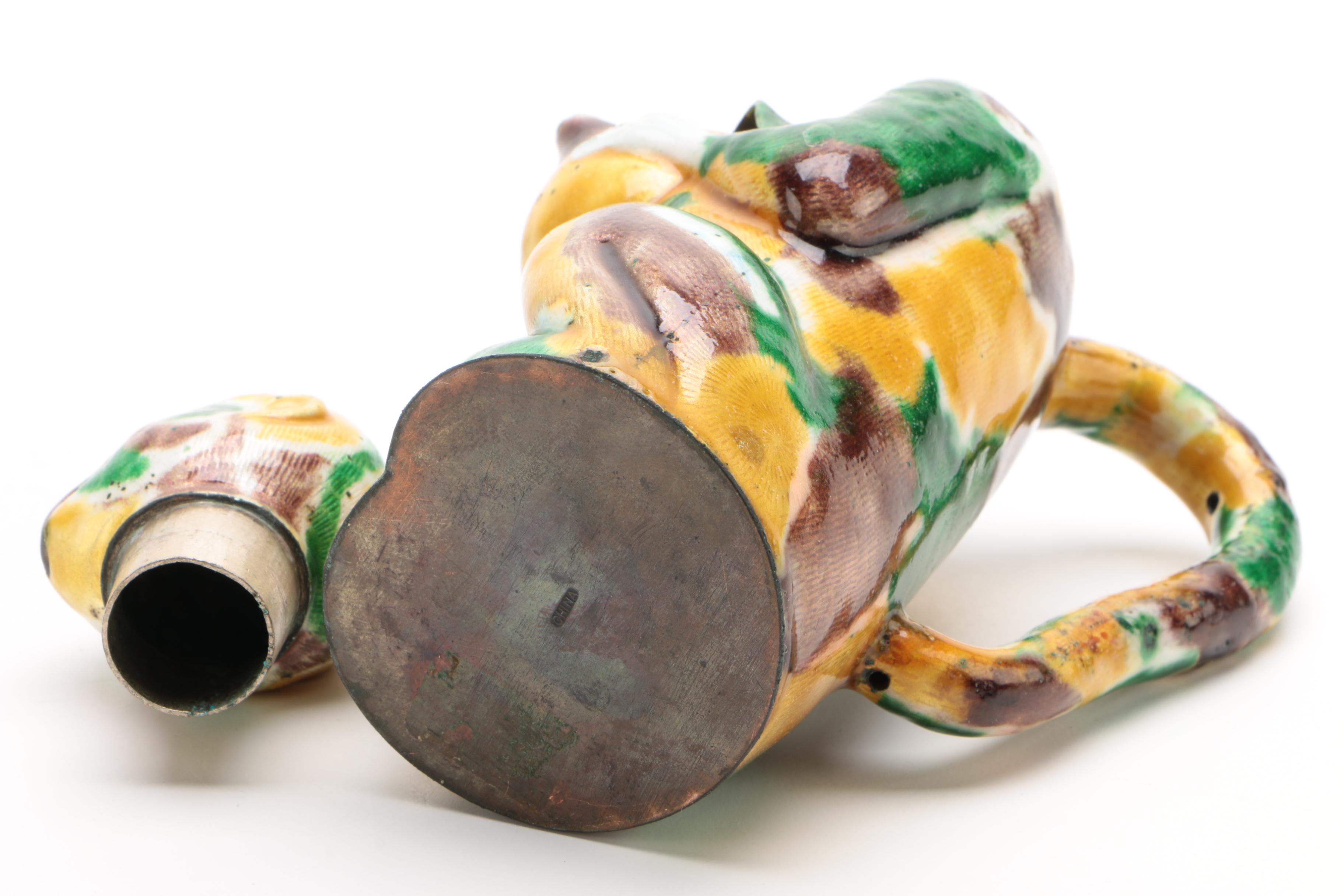 Chinese Sancai Glazed Enamel Monkey Teapot, circa 1910