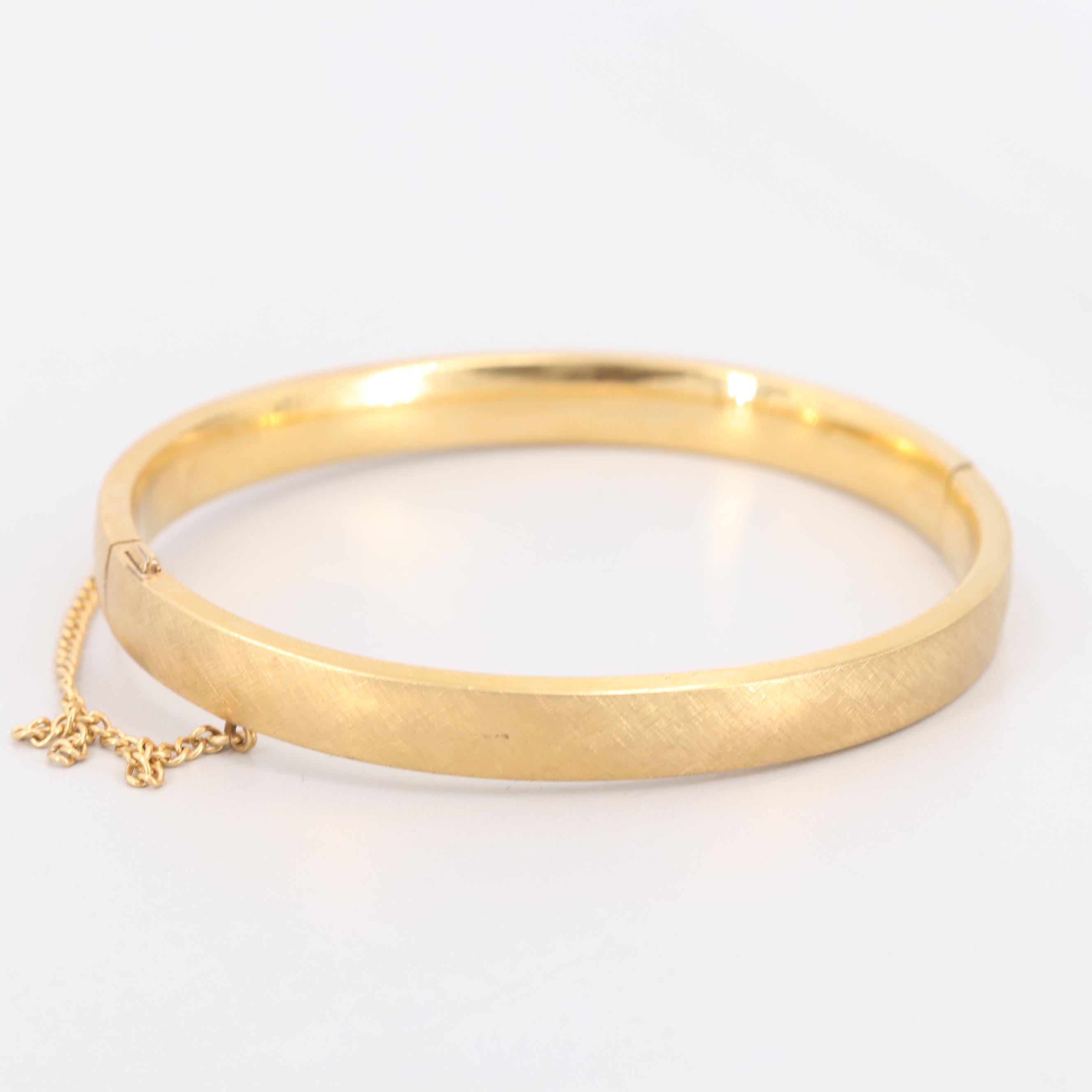Gold Tone Gold Filled Hinged Bangle Bracelet