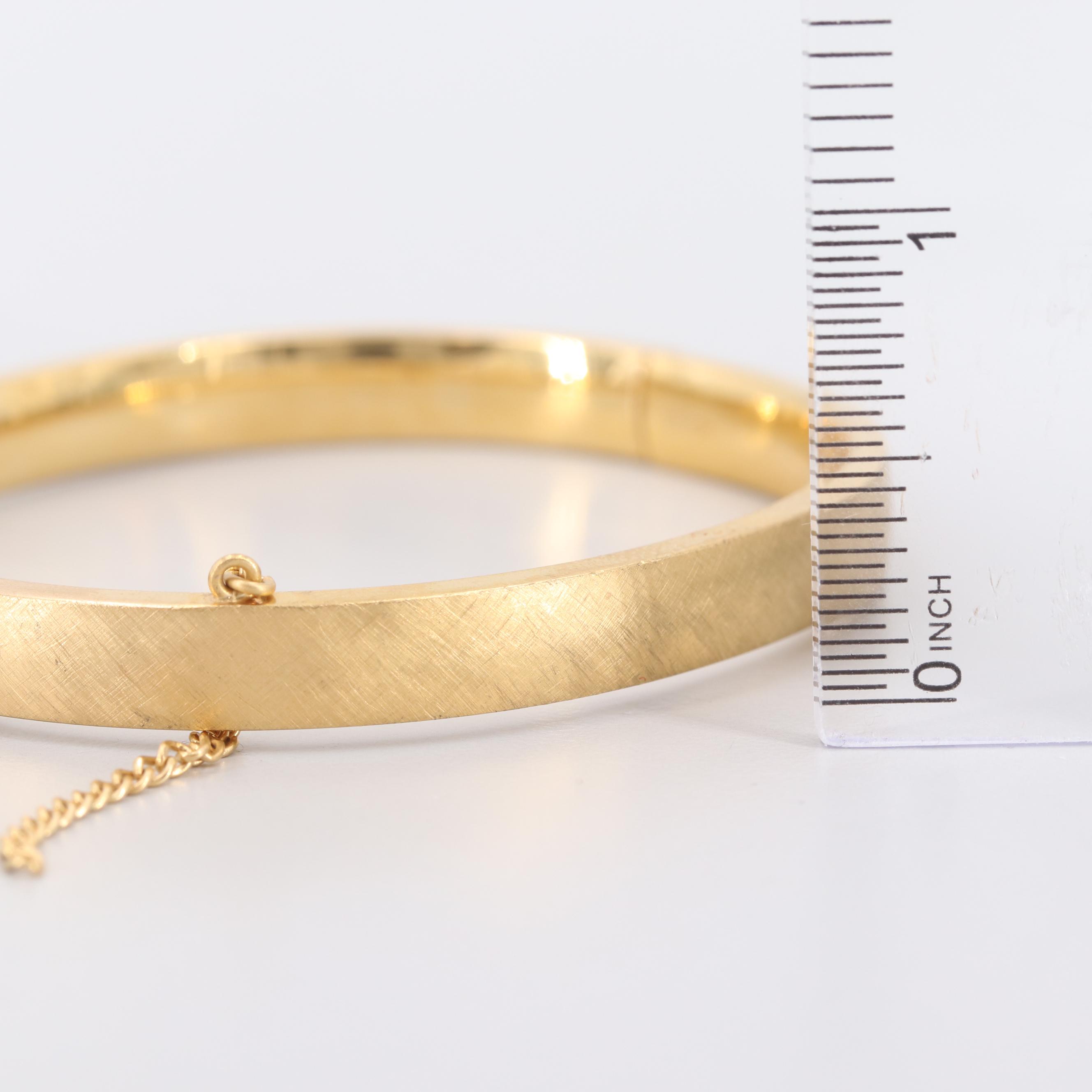 Gold Tone Gold Filled Hinged Bangle Bracelet