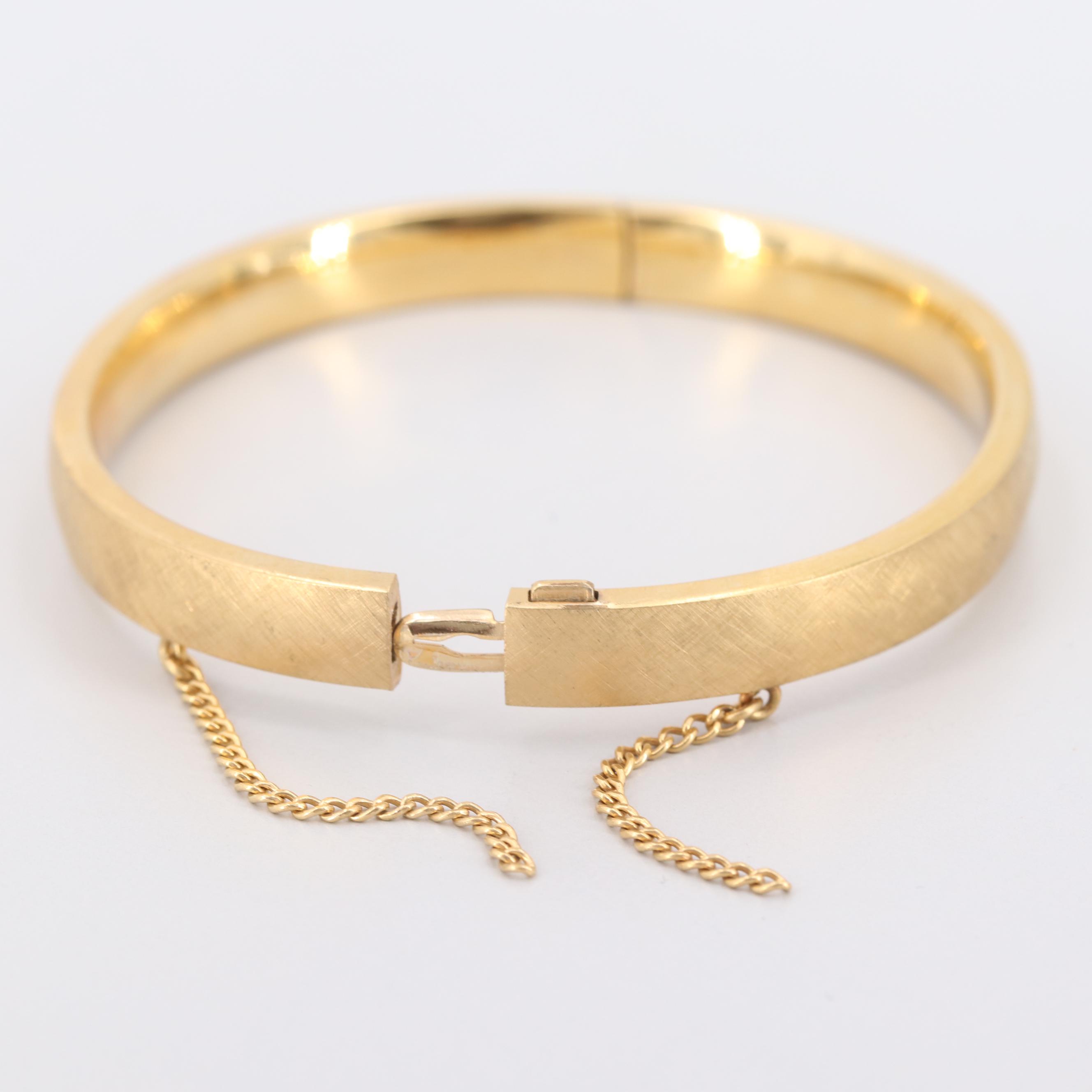 Gold Tone Gold Filled Hinged Bangle Bracelet
