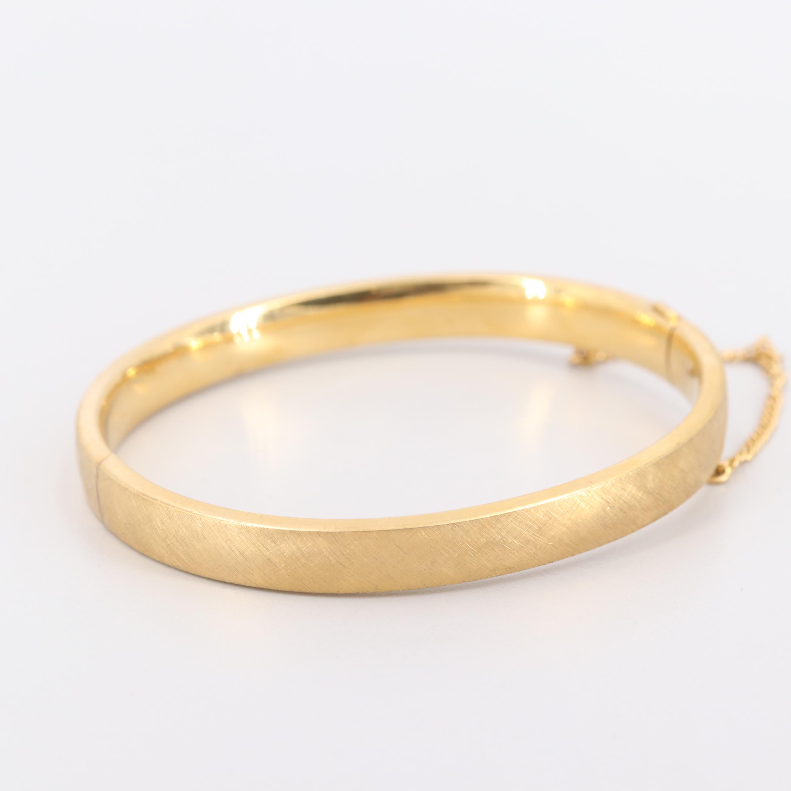 Gold Tone Gold Filled Hinged Bangle Bracelet