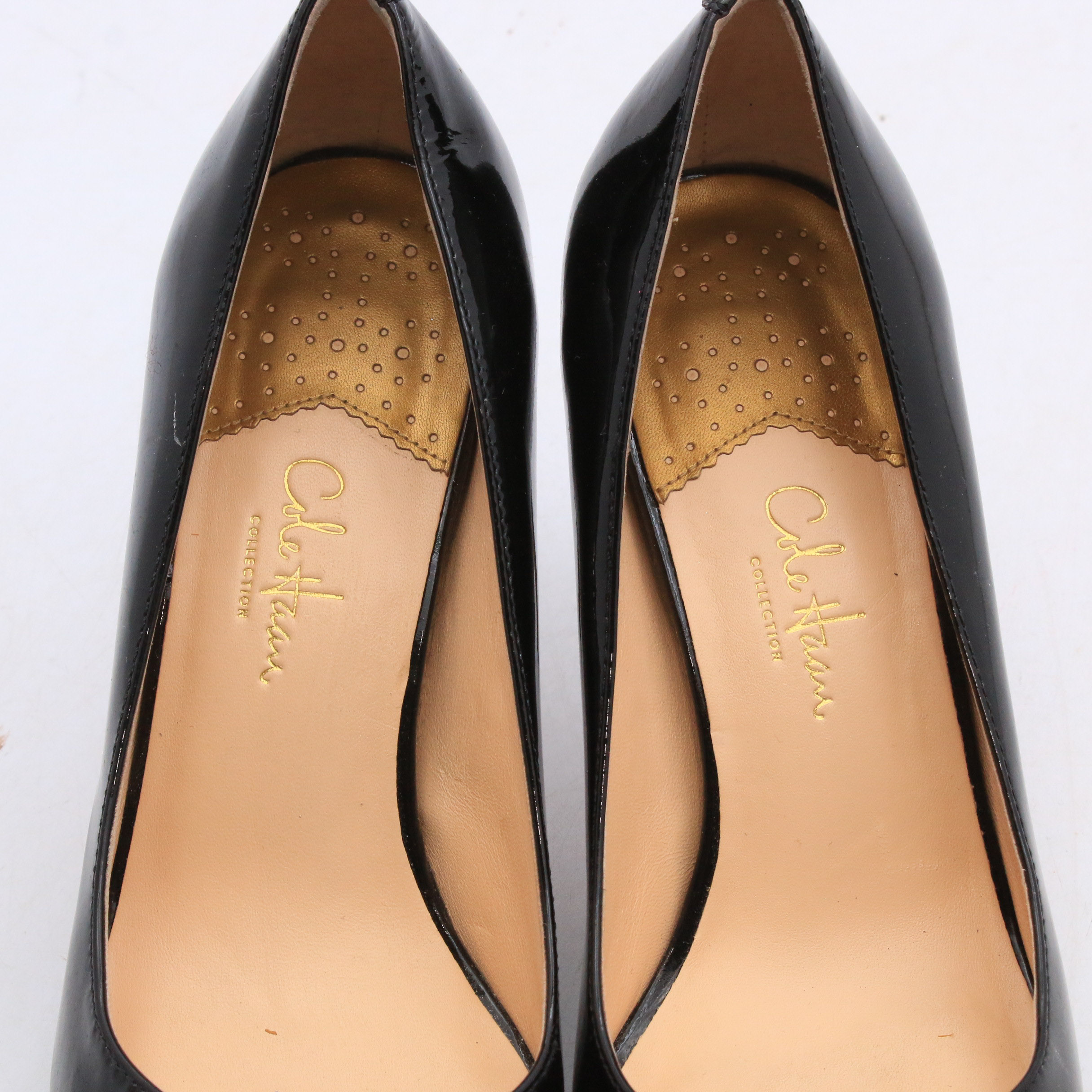 Cole Haan Nike Air Black Patent Leather Peep-Toe Pumps