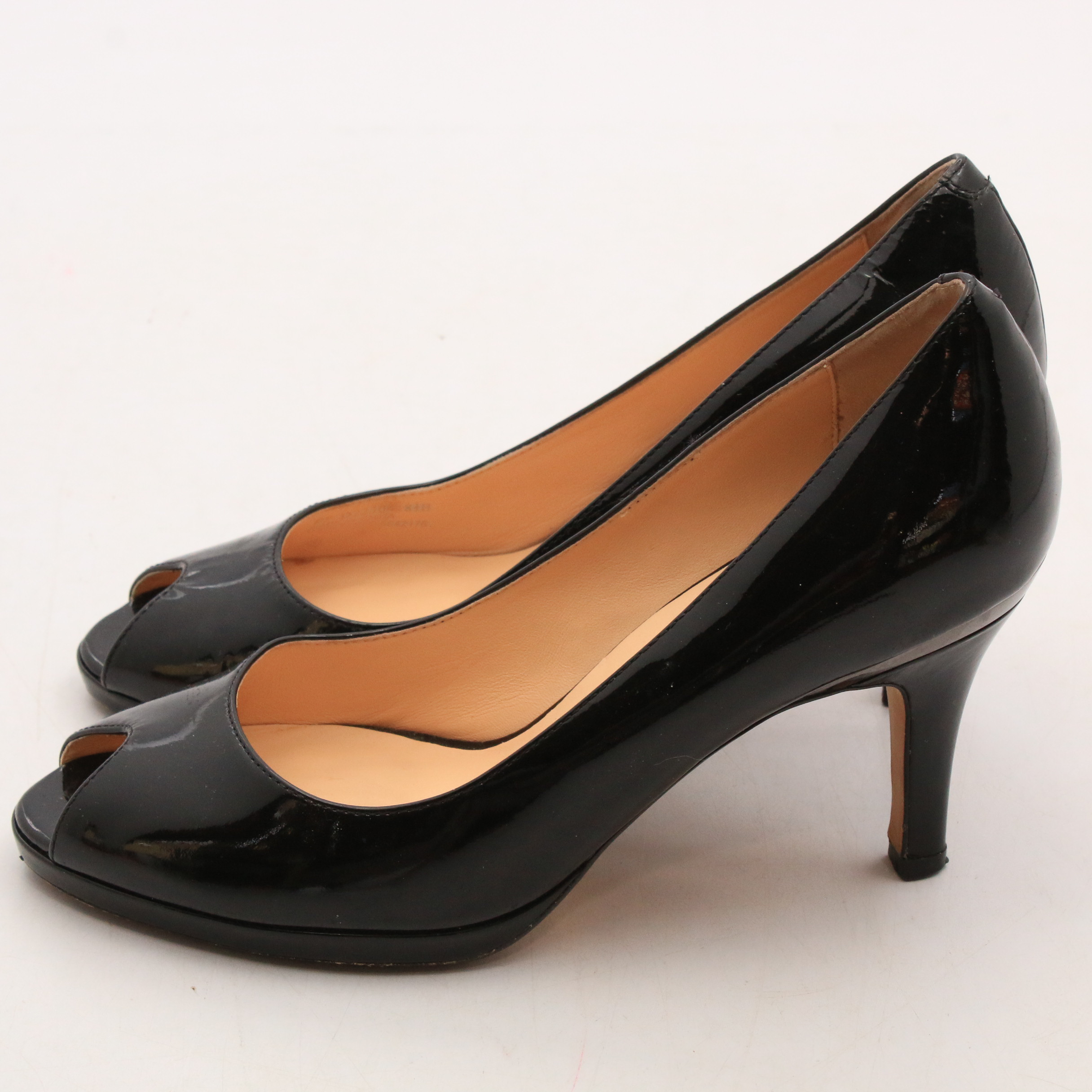 Cole Haan Nike Air Black Patent Leather Peep-Toe Pumps