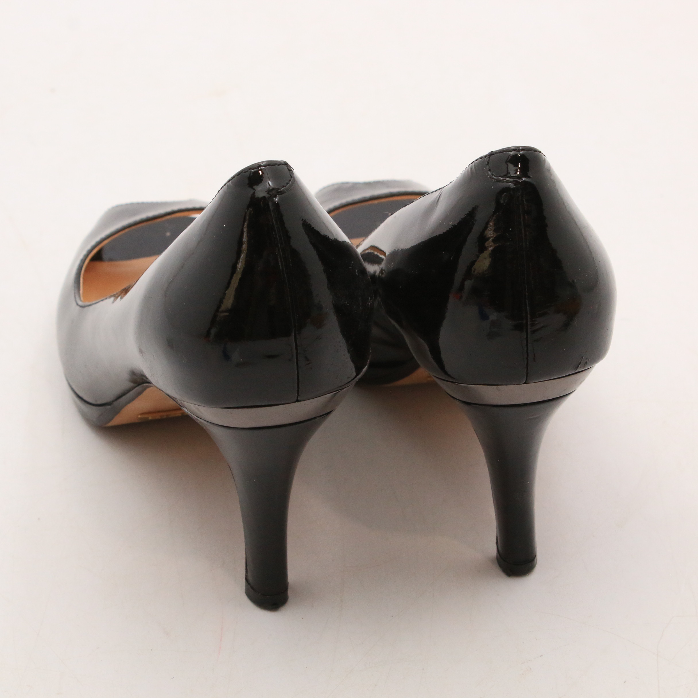 Cole Haan Nike Air Black Patent Leather Peep-Toe Pumps