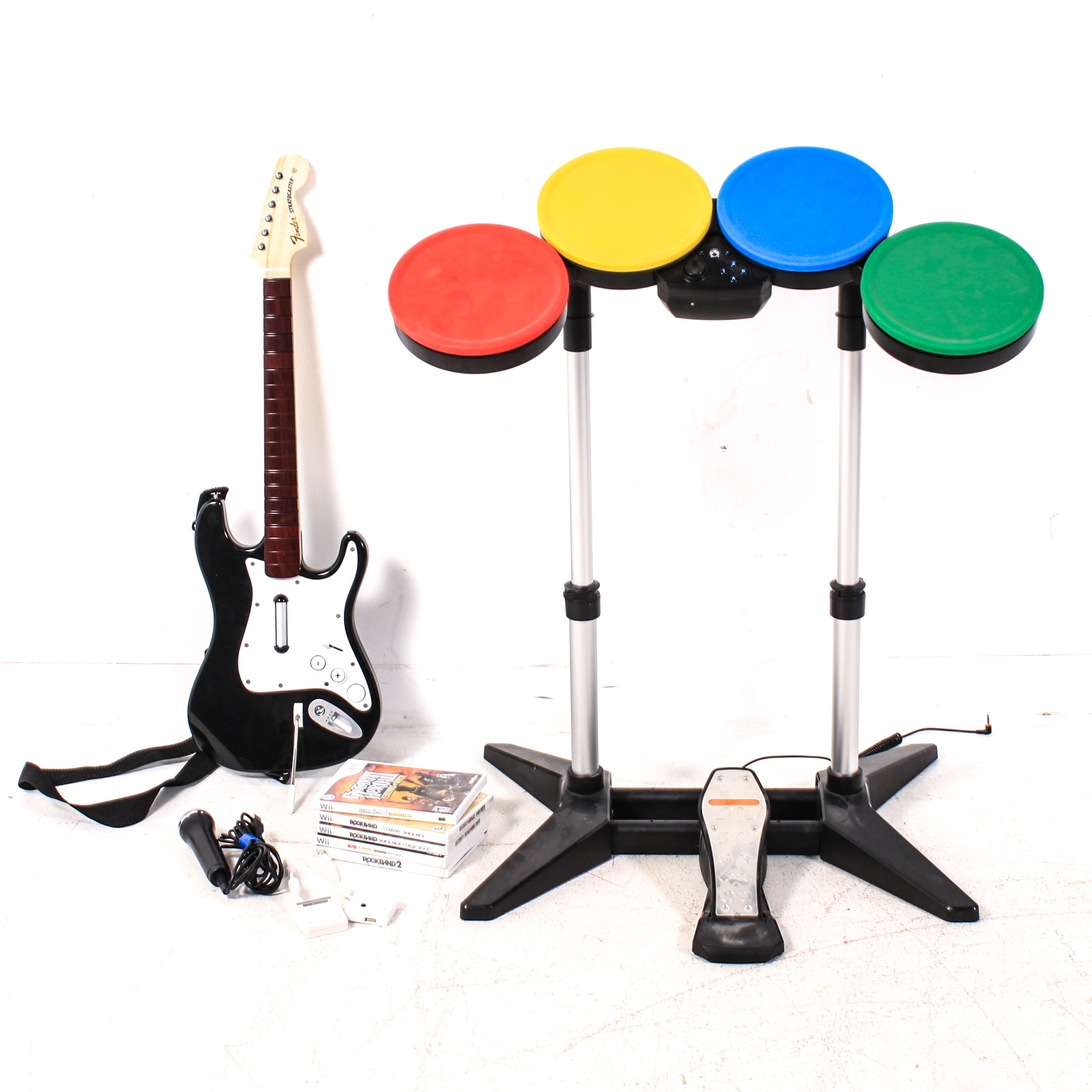 Nintendo Wii Rock Band with Guitar, Drums, and Microphone