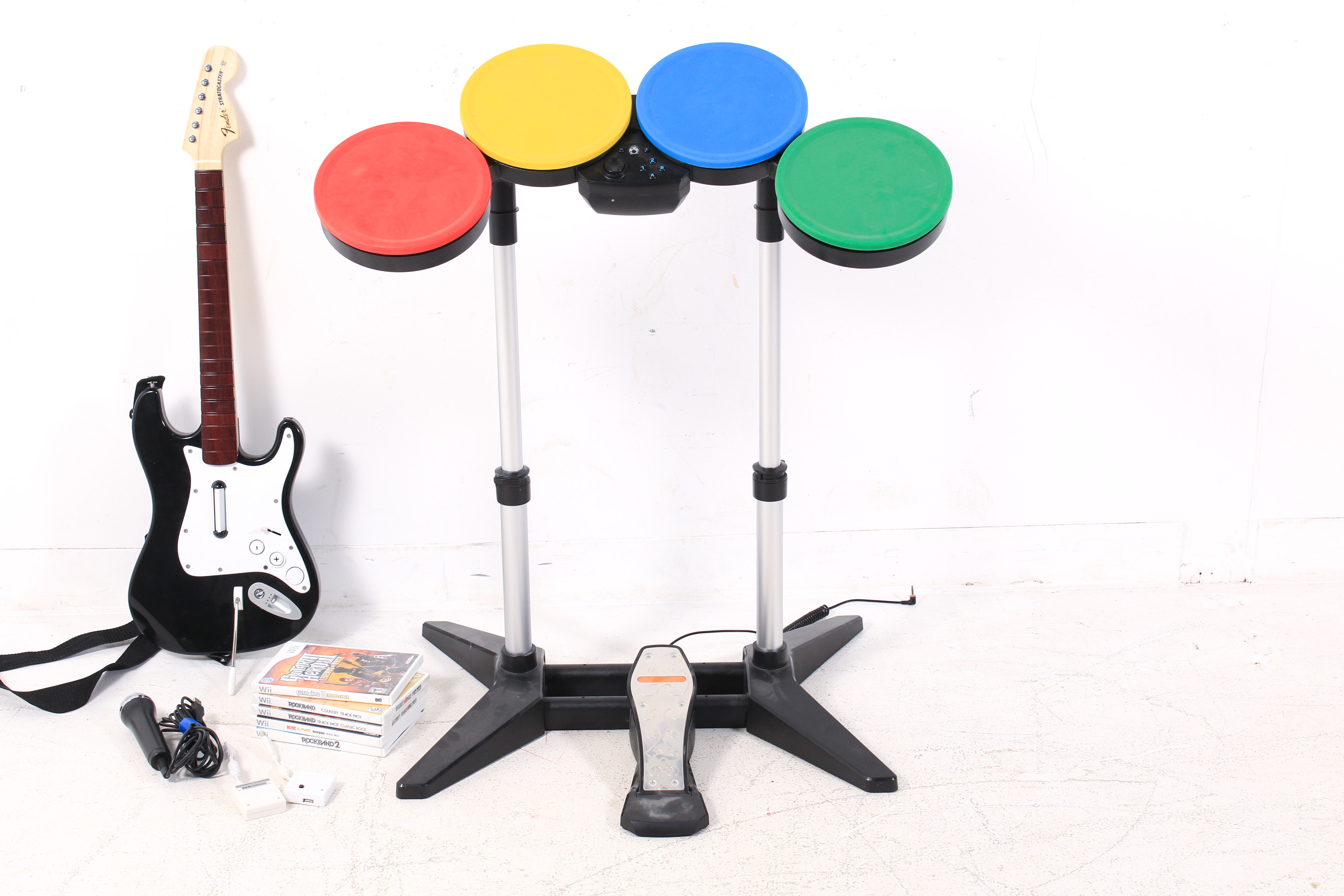 Nintendo Wii Rock Band with Guitar, Drums, and Microphone