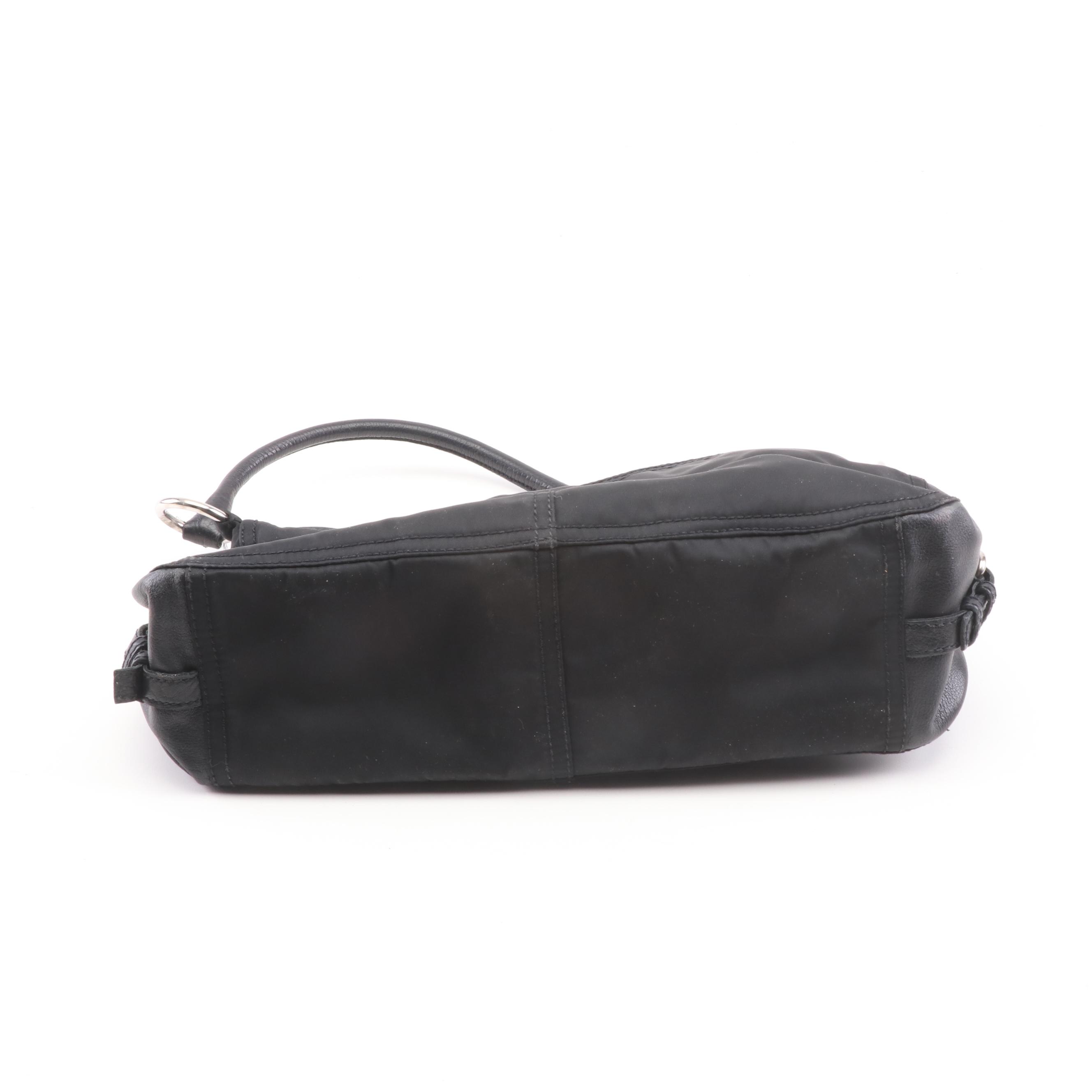 Prada Black Nylon and Leather Baguette Shoulder Bag